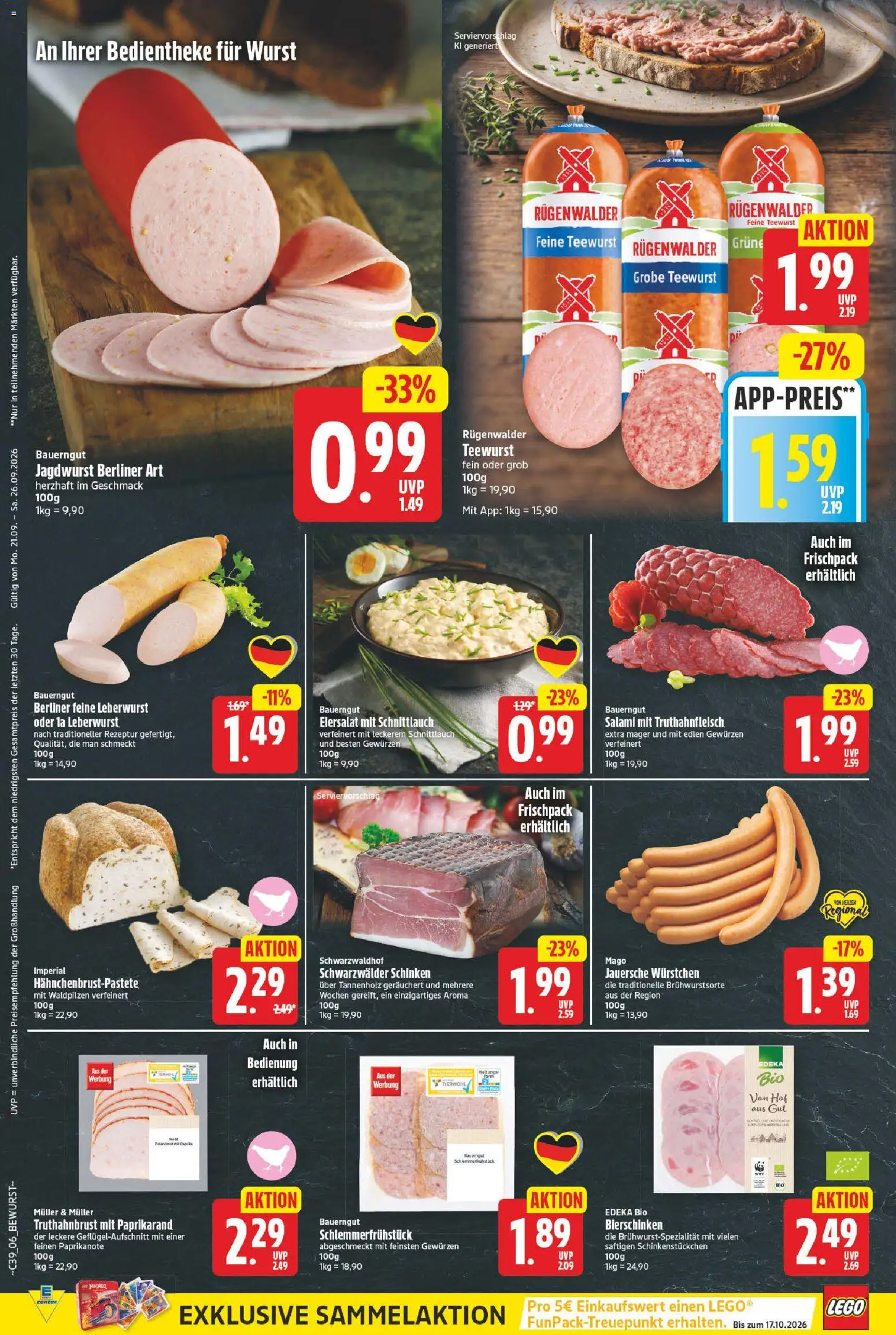 E center Prospekt – gültig ab 21.09.2026 | Seite: 6 | Produkte: Berliner, Wurst, Salami, Schinken