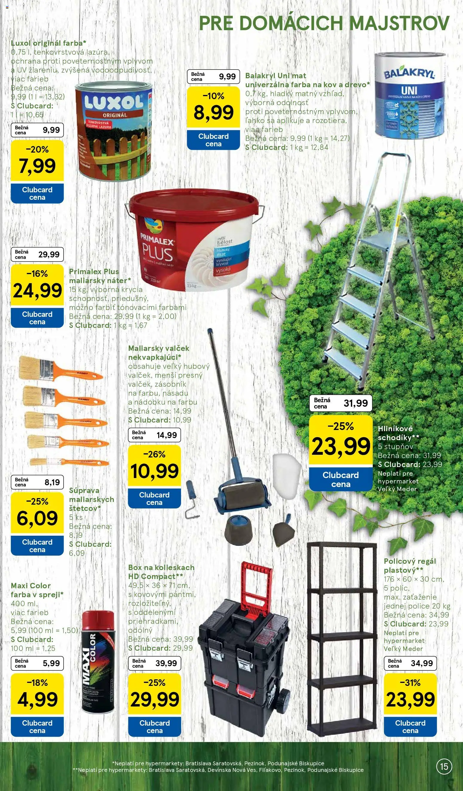 Nové Tesco akcie – leták je platný od 03.03.2026 | Strana: 15 | Produkty: Regál, Policový regál, Police, Primalex