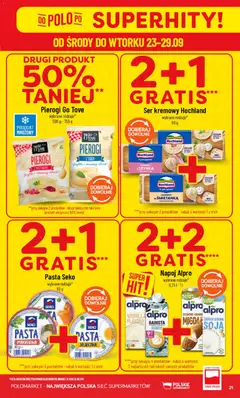 Pogląd oferty "POLOmarket gazetka" - ważna od 23.09.2026 | Strona: 21 | Produkty: Ser, Pasta, Soja, Kokos