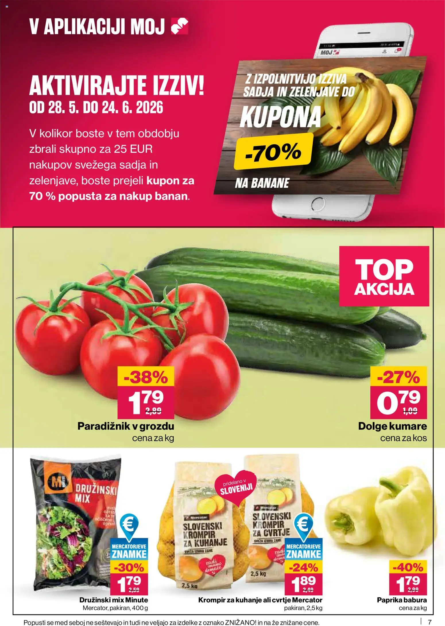 Novi Mercator katalog ponudbe – veljaven od 28.05.2026 | Stran: 7 | Izdelki: Paprika, Paradiznik, Banane, Krompir