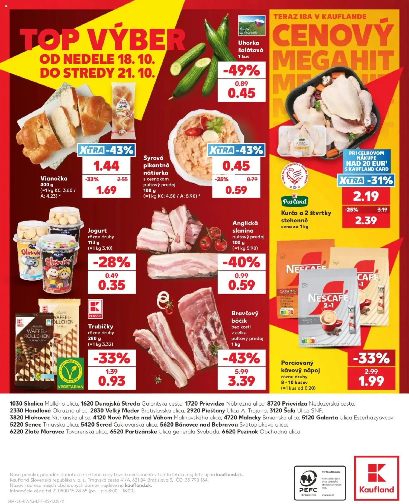 Nové Kaufland akcie – leták je platný od 15.10.2026 | Strana: 84 | Produkty: Slanina, Vianočka, Uhorka šalátová, Kurča