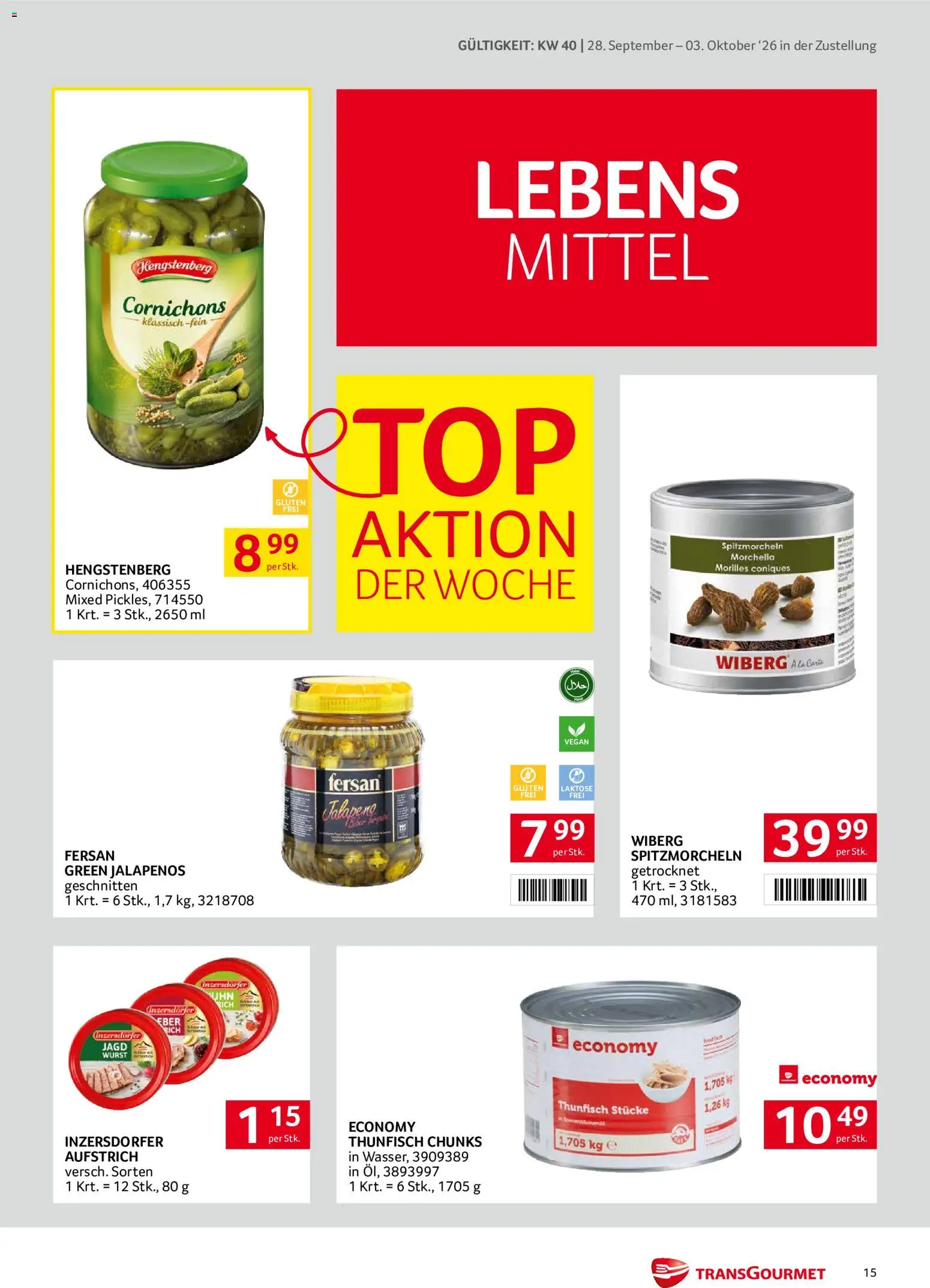 Transgourmet Zustellaktion gültig ab 28.09.2026 | Seite: 15 | Produkte: Wurst