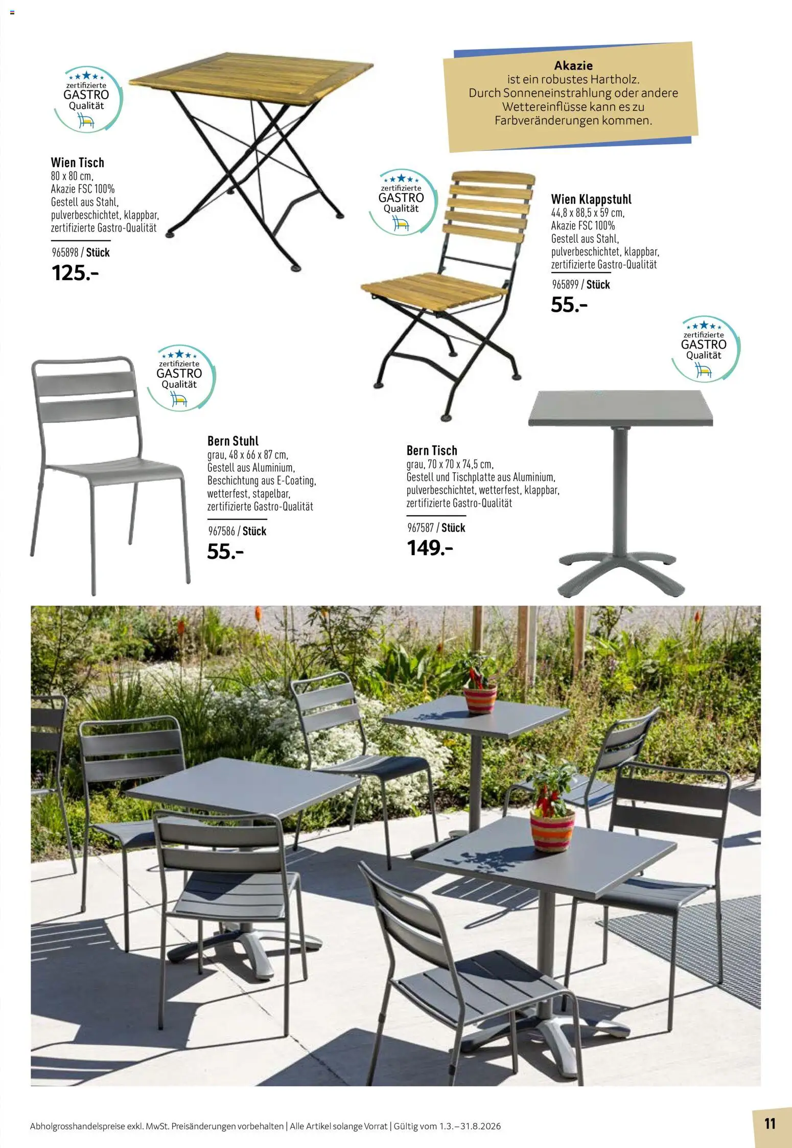 Prodega Aktionen Outdoor-Ausstattung – gültig ab 01.03.2026 | Seite: 11 | Produkte: Tisch, Stuhl