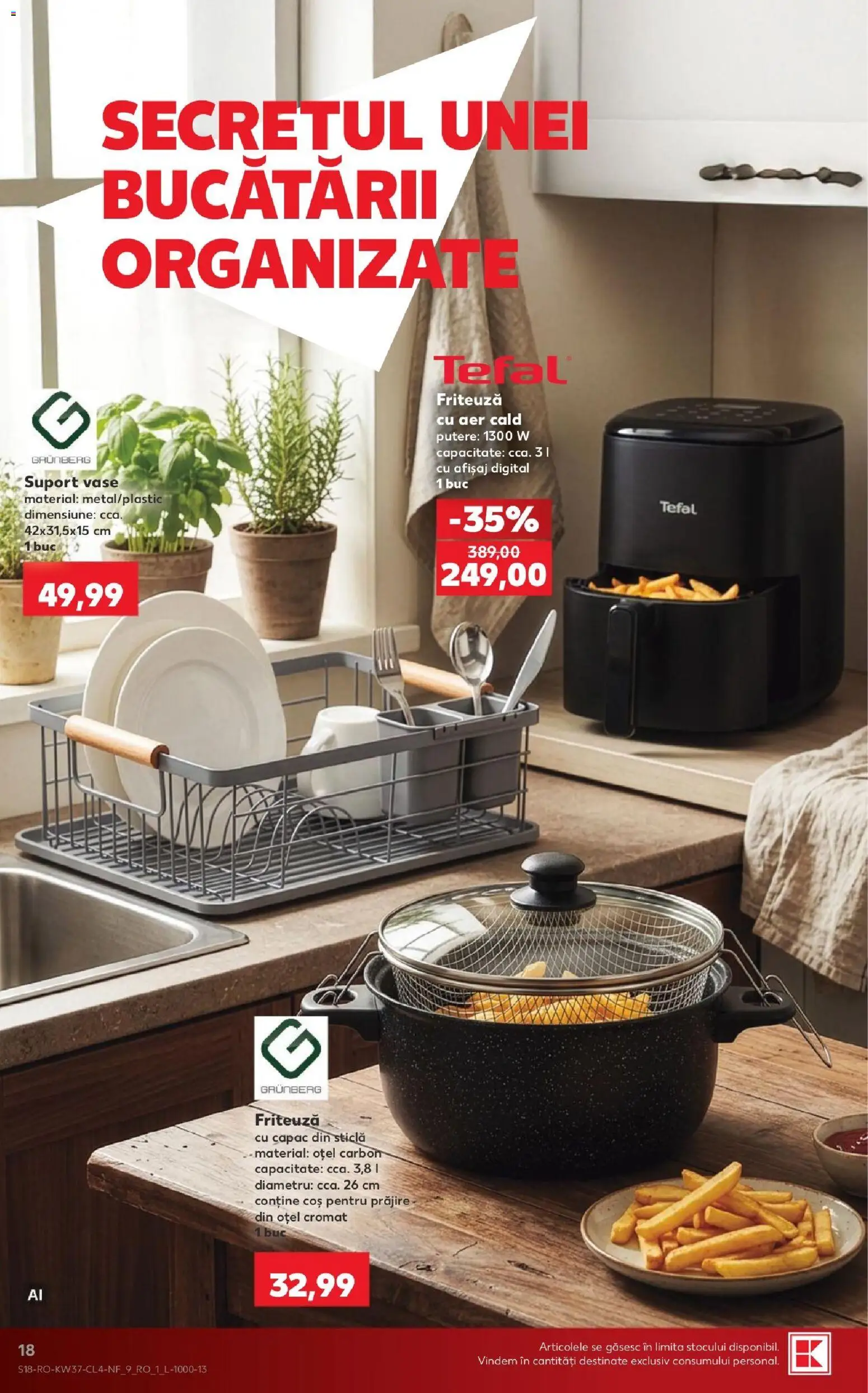 Noul catalog Kaufland – valabil de la 09.09.2026 | Pagină: 18 | Produse: Friteuza cu aer cald, Vase, Friteuză, Coș