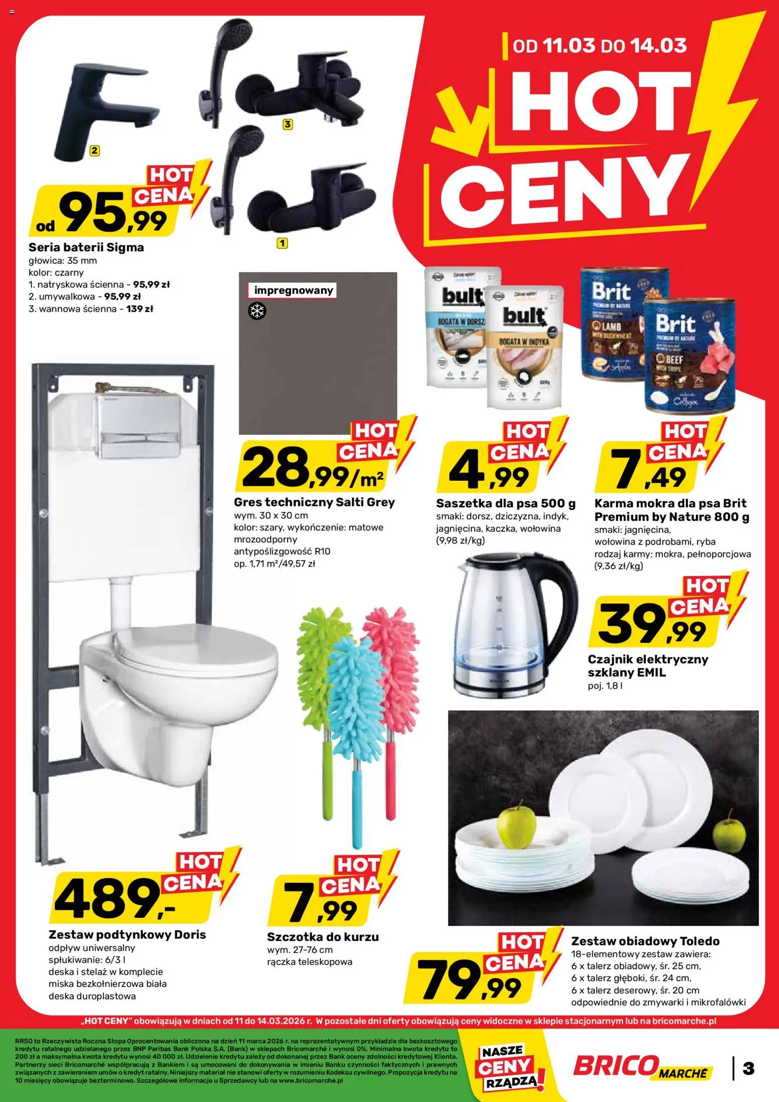 Brico Marché gazetka od 11.03.2026 | Strona: 3 | Produkty: Czajnik, Dorsz, Szczotka, Ryba