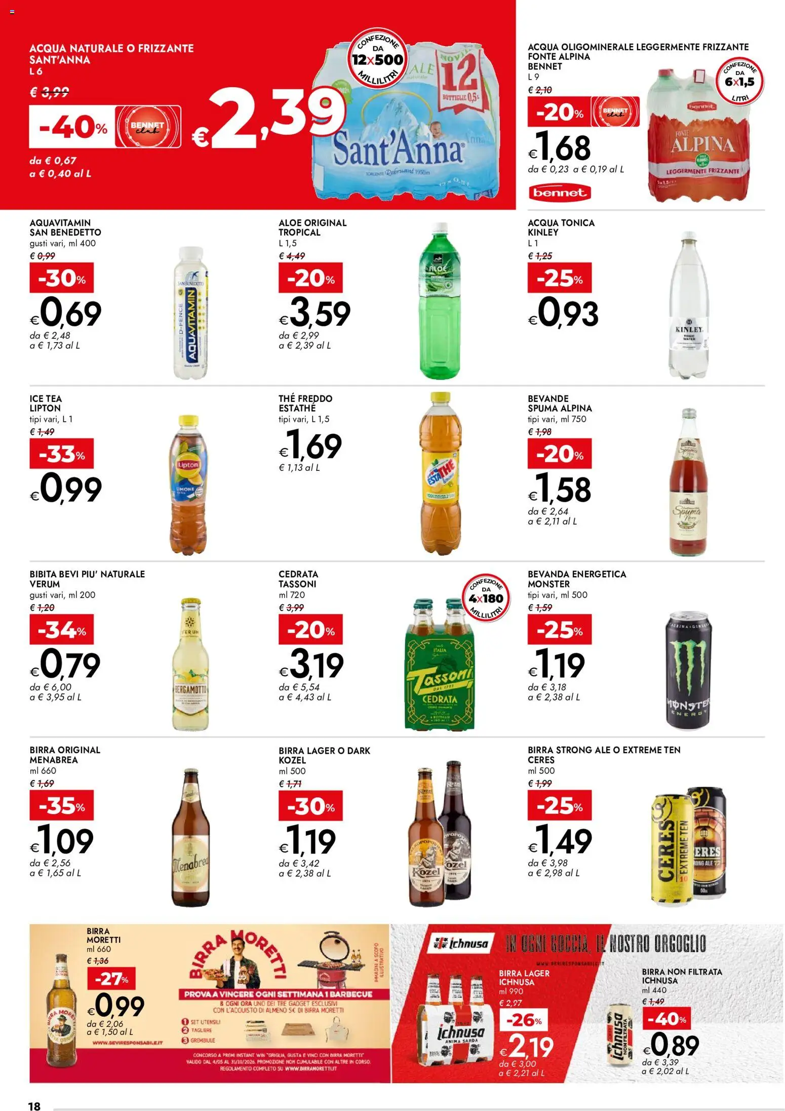 Volantino bennet del 02/07/2026 | Pagina: 18 | Prodotti: Birra, Bibita, Tagliere, Grembiule