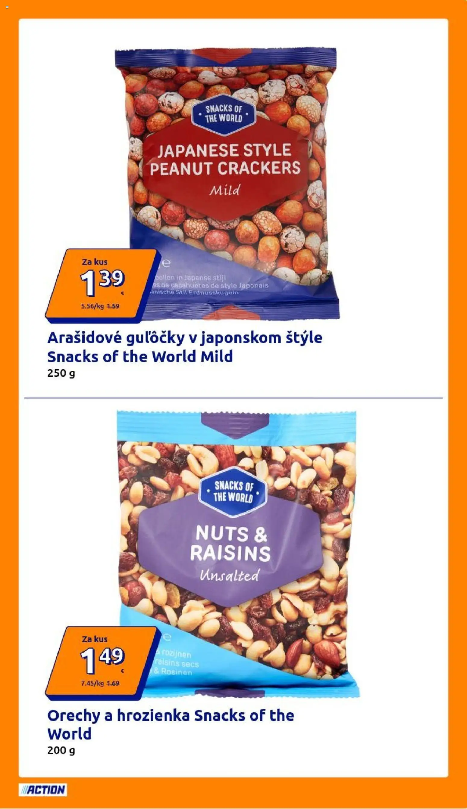 Nové Action akcie – leták je platný od 05.08.2026 | Strana: 21 | Produkty: Orechy, Hrozienka