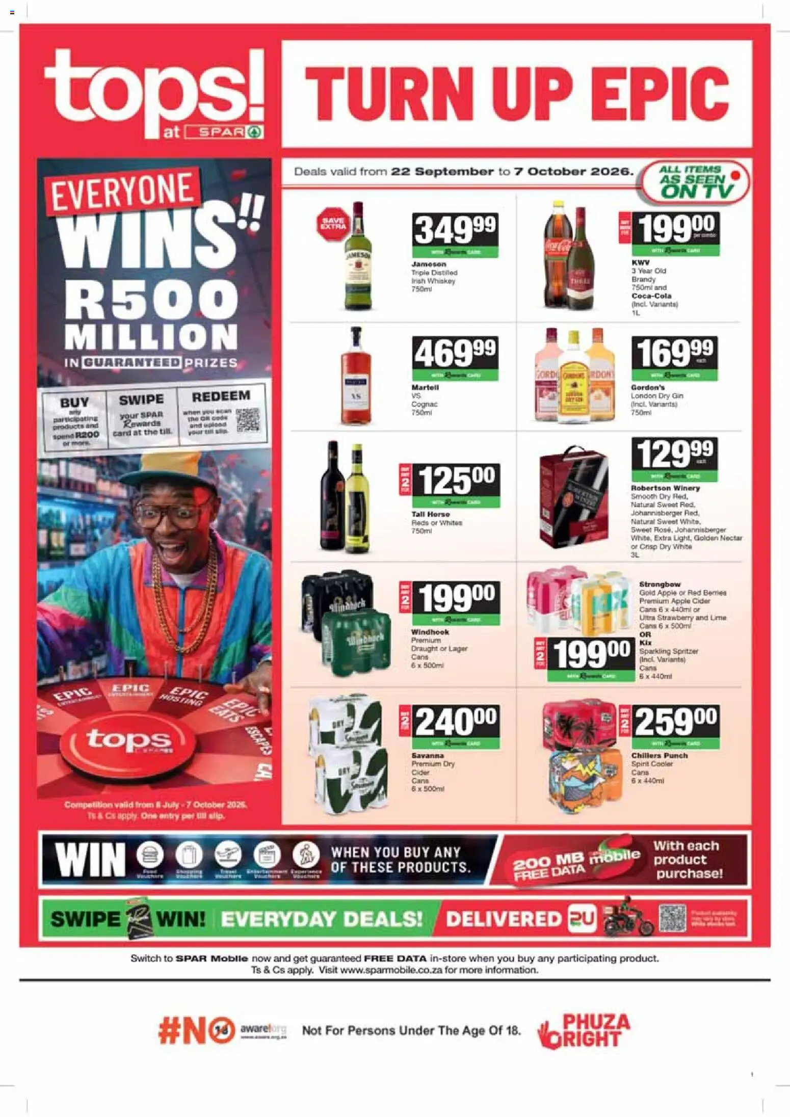 New Tops at Spar catalogue – valid from 22/09/2026 | Page: 1 | Products: Data, Brandy, Cider, Gin