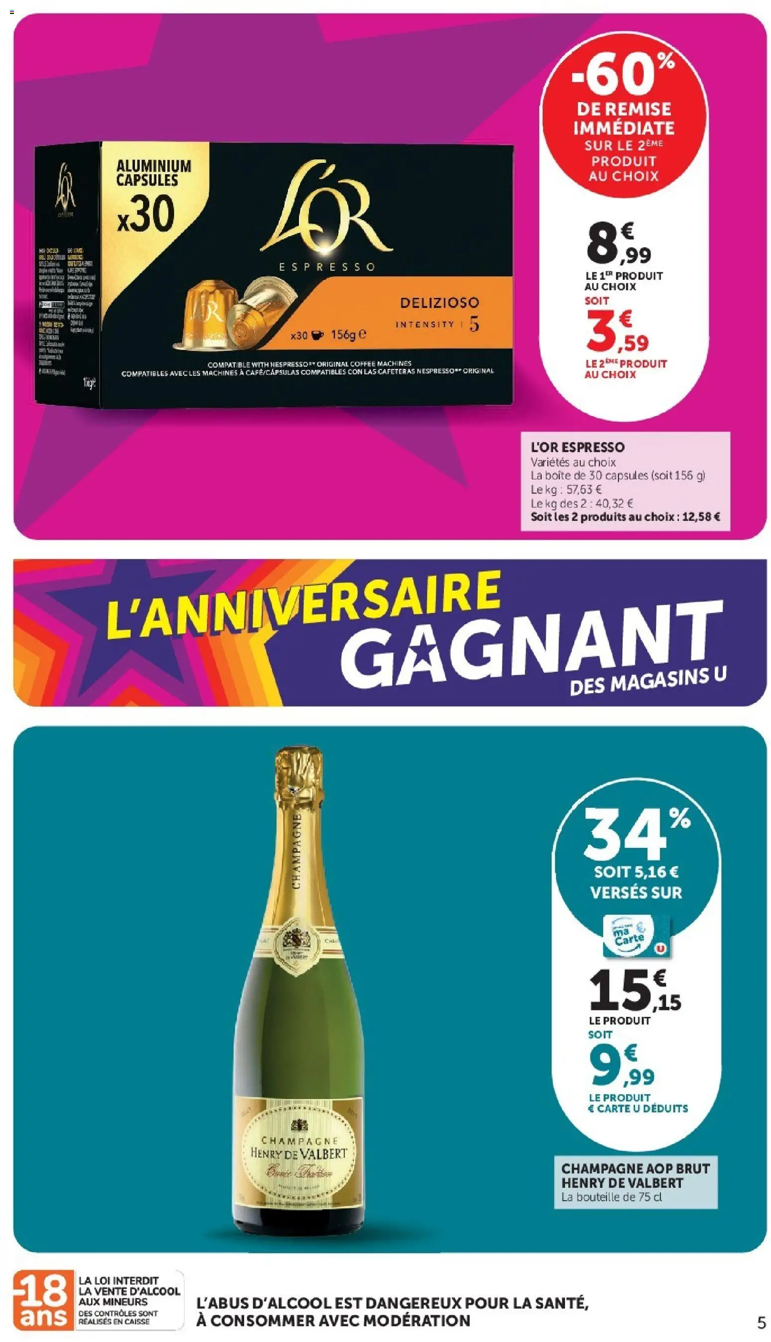 {H1} | Page: 5 | Produits: Capsules, Champagne, Bouteille, L'or espresso