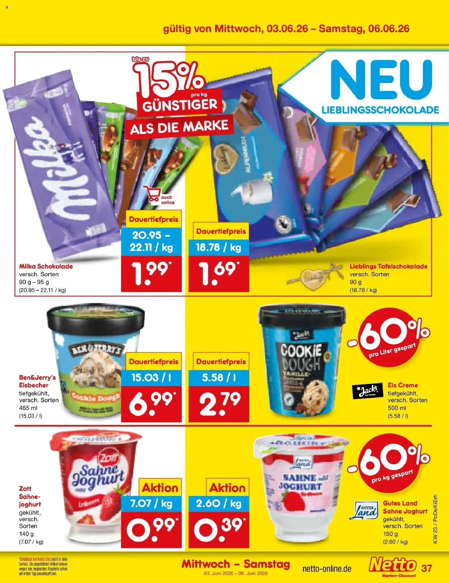 Netto Marken-Discount Prospekt Mistelbach – gültig ab 01.06.2026 | Seite: 51 | Produkte: Schokolade, Milka, Creme, Eis