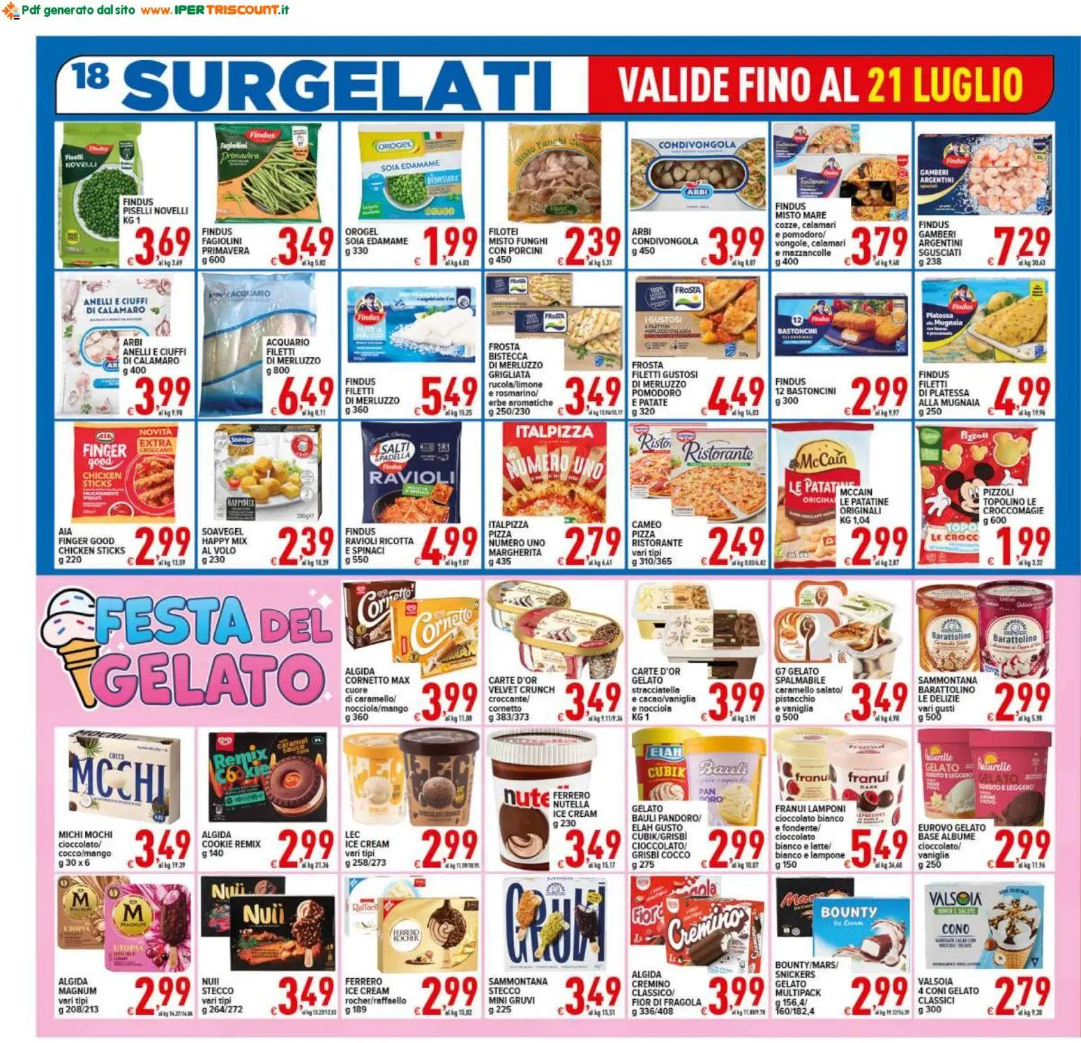 Volantino Ipertriscount del 10/07/2026 | Pagina: 18 | Prodotti: Pizza, Mazzancolle, Latte, Stracciatella