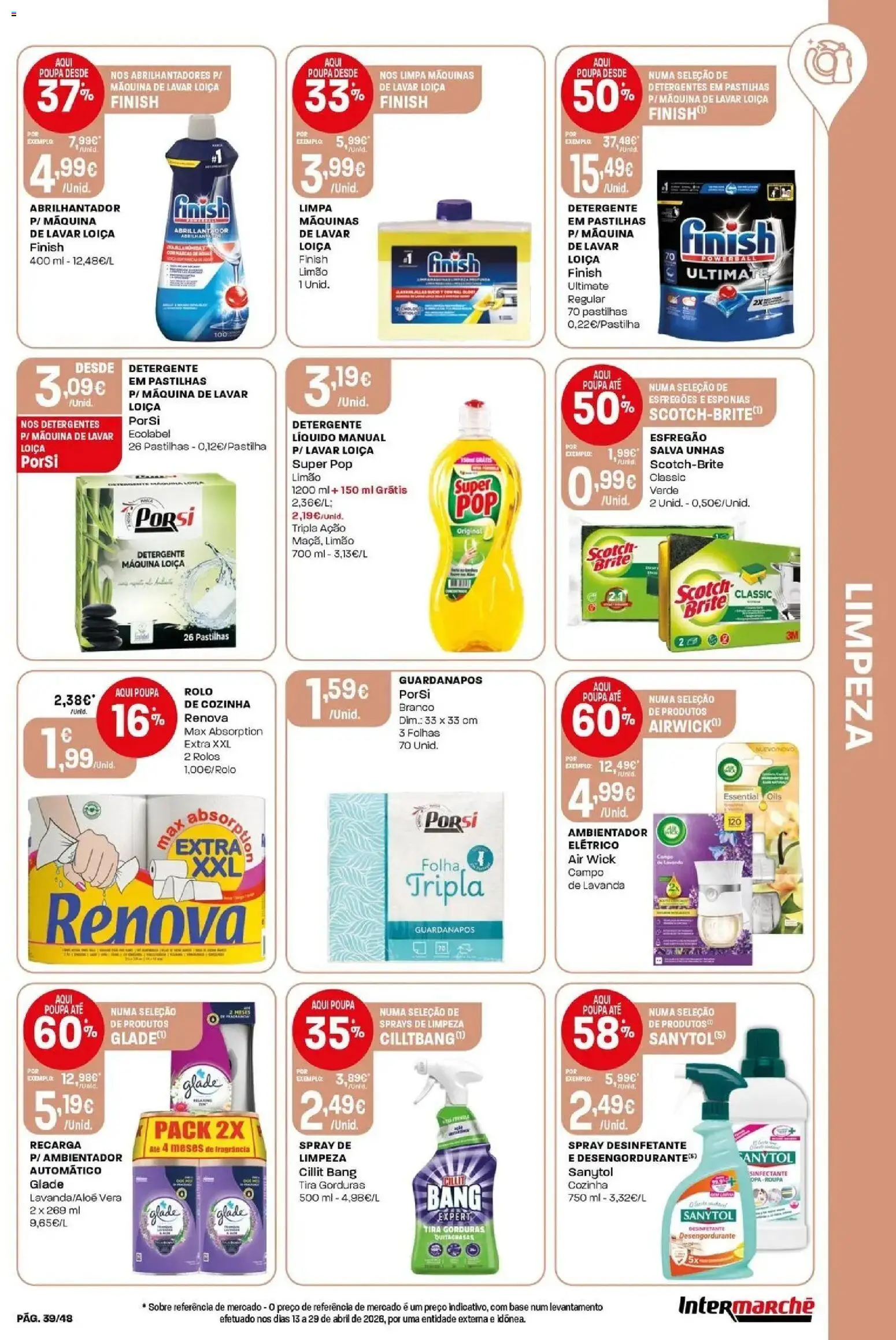 Intermarché - Isto é que são preços BAIXOS! │ válido de 28.05.2026 | Página: 39 | Produtos: Fragrância, Abrilhantador, Guardanapos, Detergente