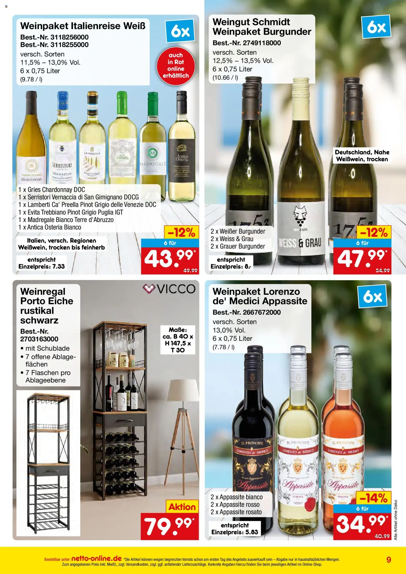 Netto Marken-Discount Online-Angebote August – gültig ab 01.08.2026 | Seite: 9 | Produkte: Weinregal