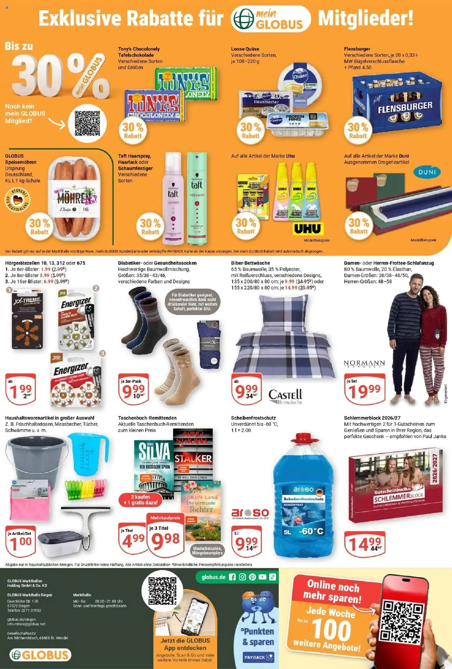 Globus Prospekt Siegen – gültig ab 26.10.2026 | Seite: 34 | Produkte: Schwämme, Flensburger, Telefon, Uhr