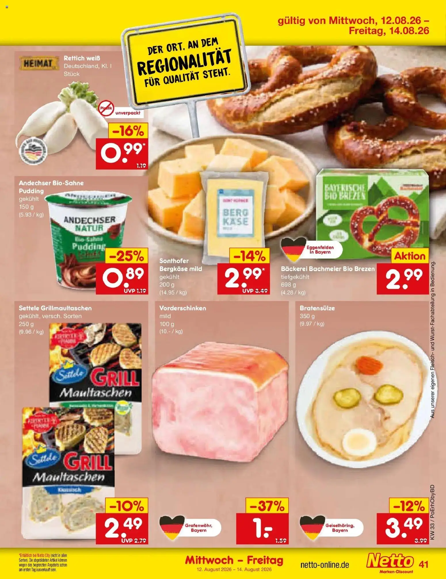 Netto Marken-Discount Prospekt Ergolding – gültig ab 10.08.2026 | Seite: 57 | Produkte: Grill, Bäckerei, Käse, Fleisch