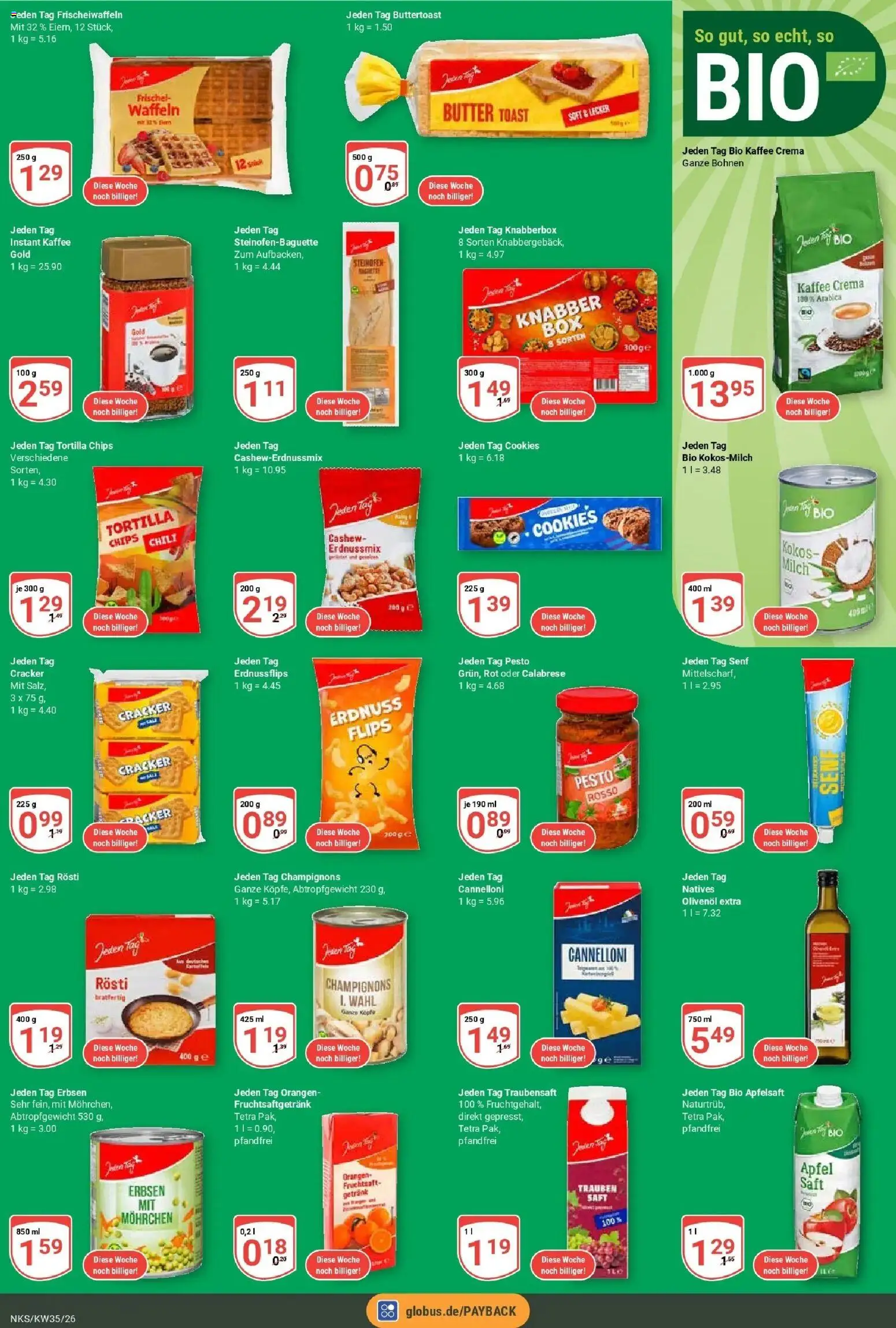 Globus Prospekt Neunkirchen (ab 24.08.2026) » Angebote online | Seite: 8 | Produkte: Apfelsaft, Champignons, Saft, Erbsen