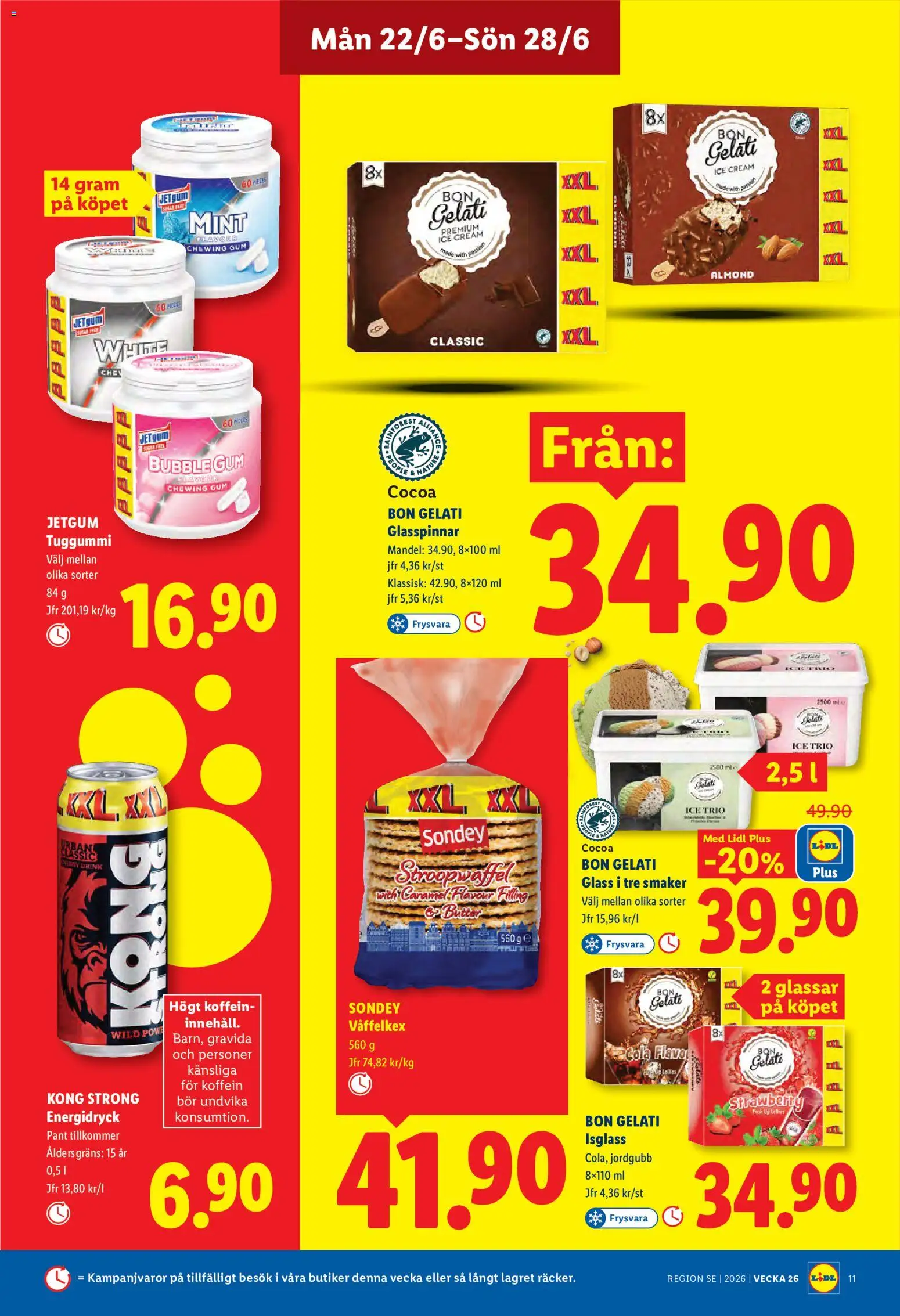 Lidl reklamblad aktuell från 22.06.2026 | Sida: 11 | Produkter: Glasspinnar, Energidryck, Isglass, Glass