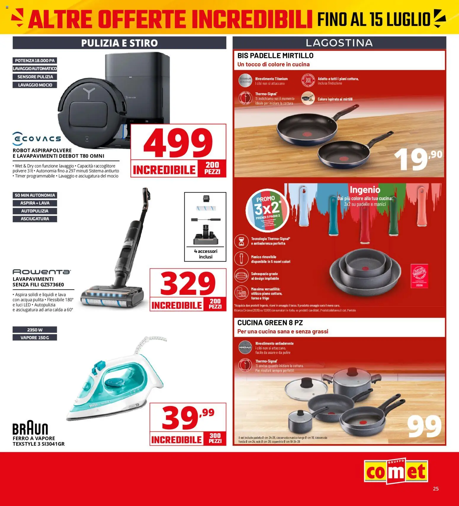 Volantino Comet del 13/07/2026 | Pagina: 25 | Prodotti: Padella, Casseruola, Aspirapolvere, Robot