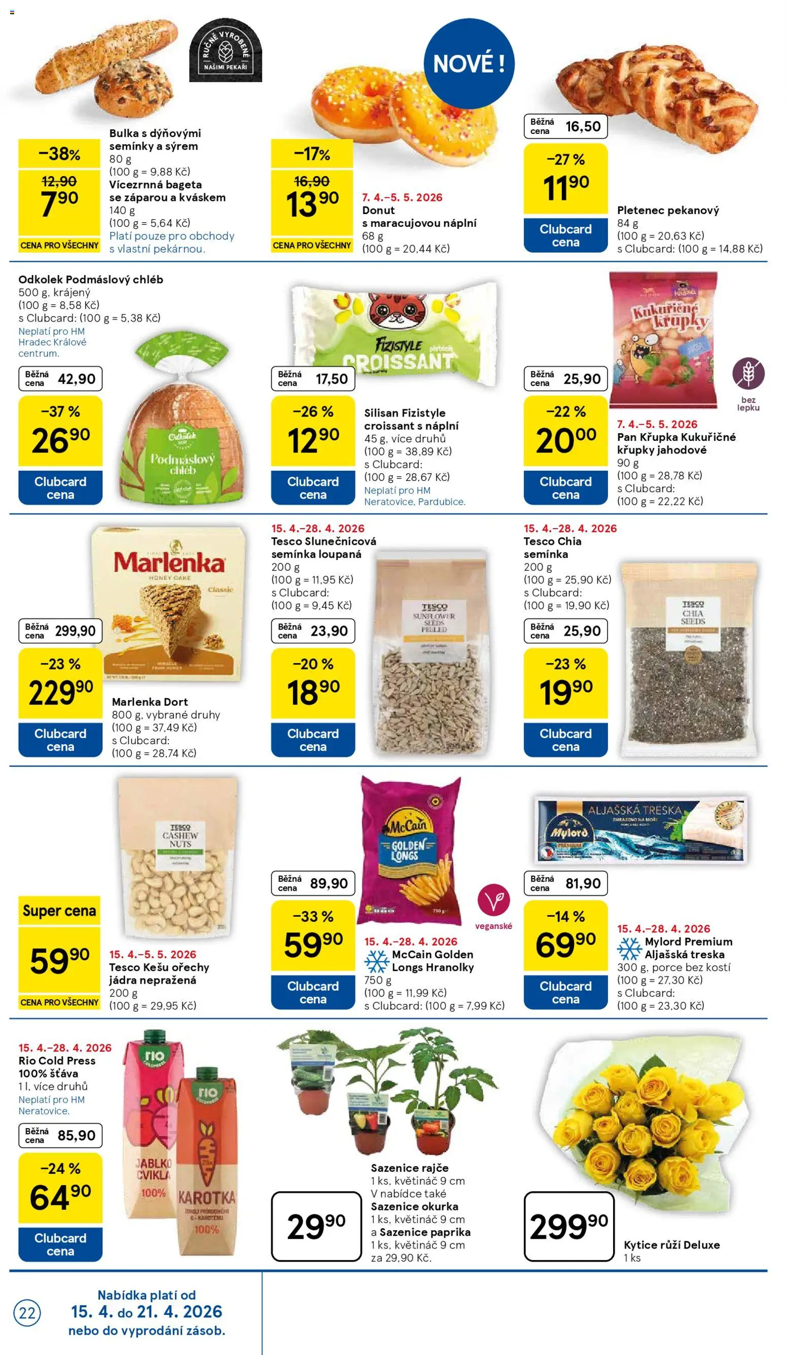 Tesco leták - Hypermarket od 15.04.2026 | Strana: 22 | Produkty: Aljašská treska, Hranolky, Ořechy, Květináč