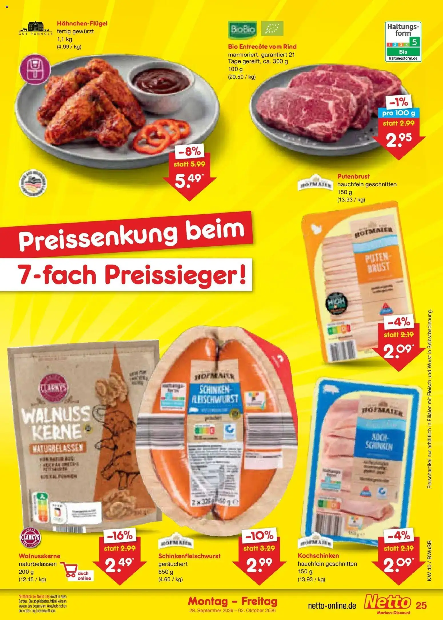 Netto Marken-Discount Prospekt Stemwede-Dielingen – gültig ab 28.09.2026 | Seite: 35 | Produkte: Putenbrust, Entrecote, Schinken, Fleisch