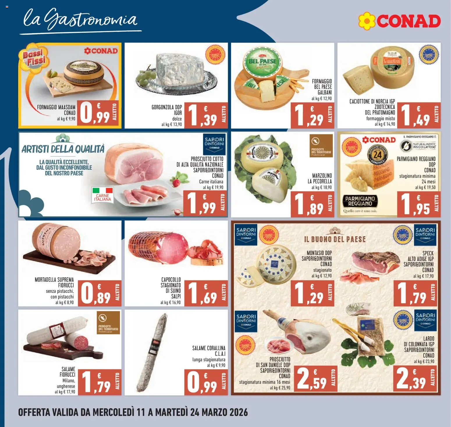 Volantino Conad del 11.03.2026 | Pagina: 10 | Prodotti: Salame, Formaggio, Parmigiano, Gorgonzola