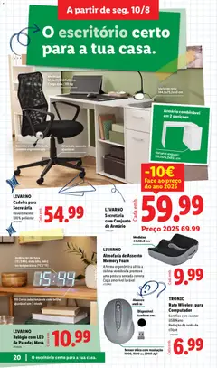 Pré-visualização LIVARNO, Almofada de Assento, Memory Foam, A forma ergonómica alivia a, coluna vertebral e promove, uma postura sentada correta, Capa amovível lavável válido de 10/08/2026 | Página: 20 | Produtos: Relógio, Computador, Mouse, Almofada