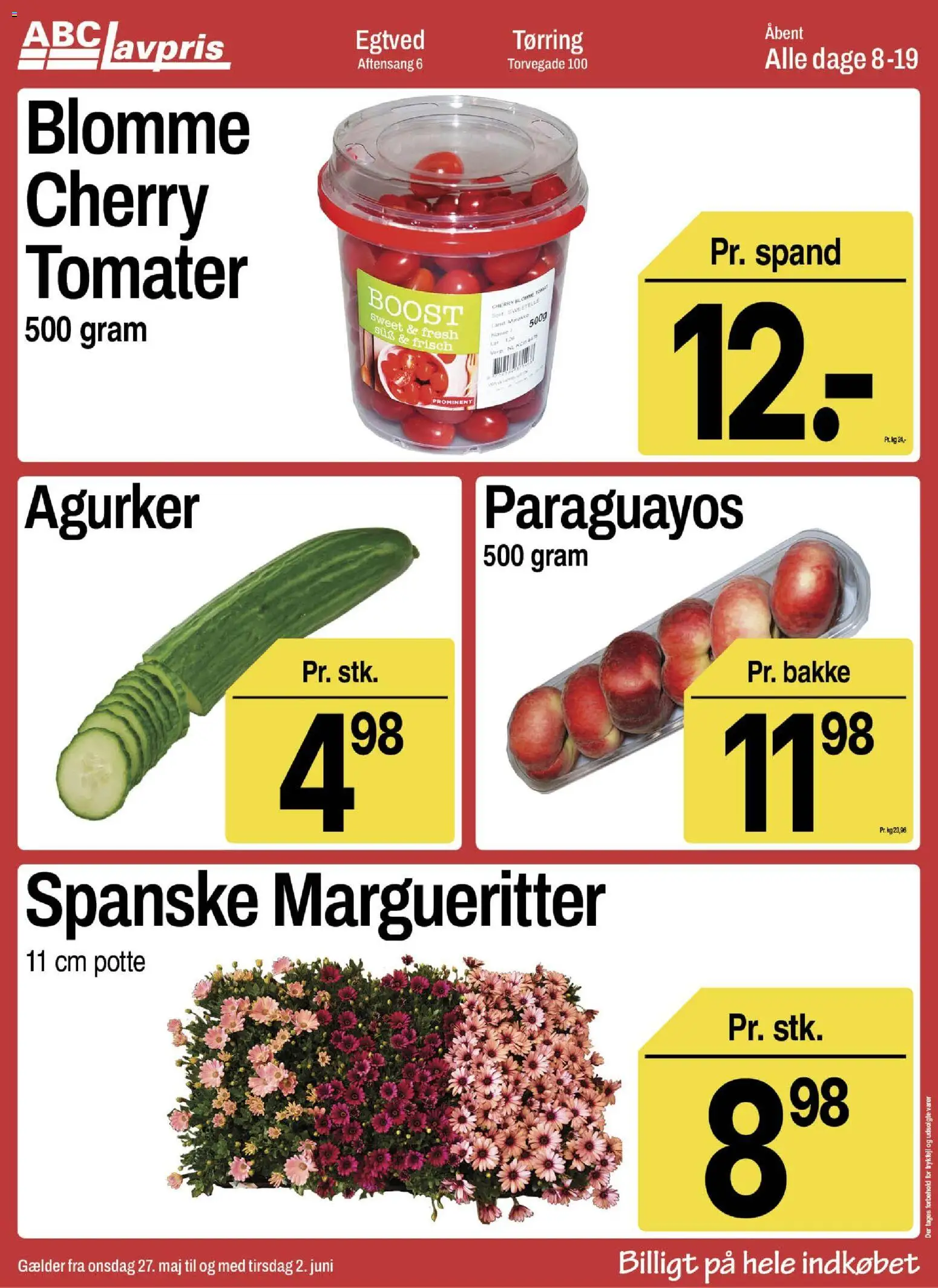 Abc Lavpris tilbudsavis – gyldig fra 27.05.2026 | Side: 4 | Produkter: Tomater, Agurker, Cherry
