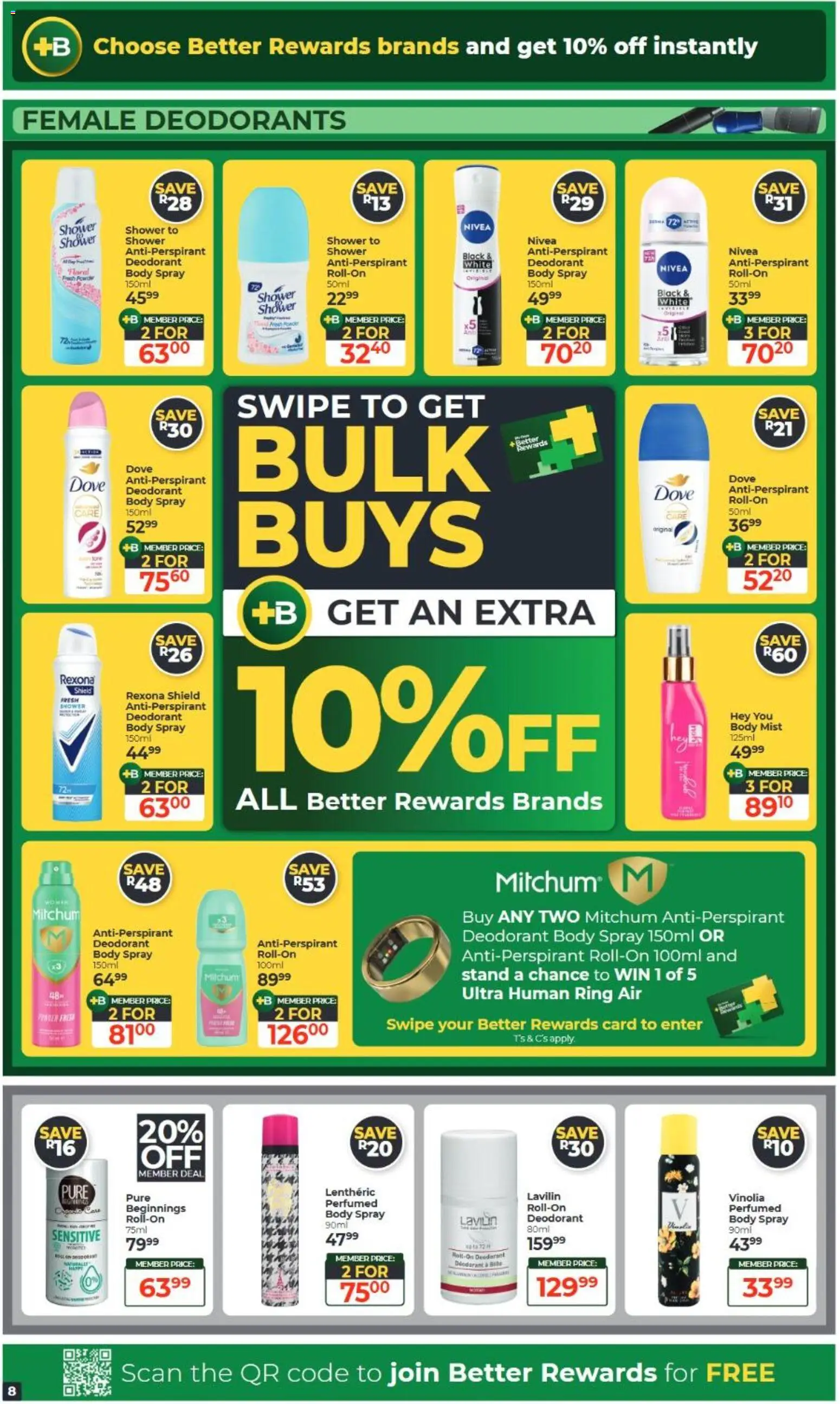 New Dis-Chem catalogue – valid from 15/09/2026 | Page: 8 | Products: Shower, Body spray, Deodorant, Antiperspirant