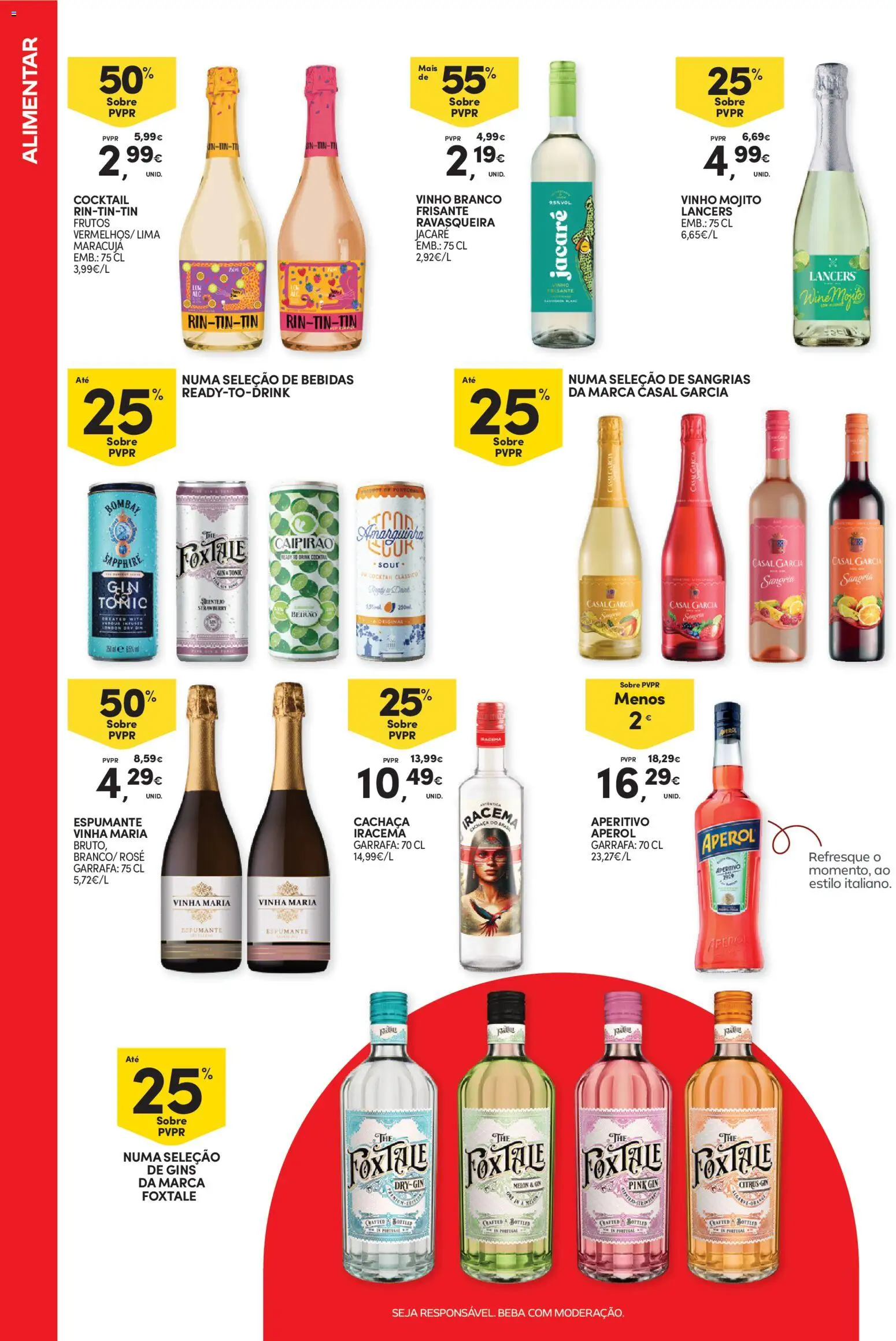 Continente - Férias de Verão  Abre espaço para a distração │ válido de 23/06/2026 | Página: 46 | Produtos: Espumante, Aperol, Vinho, Gin