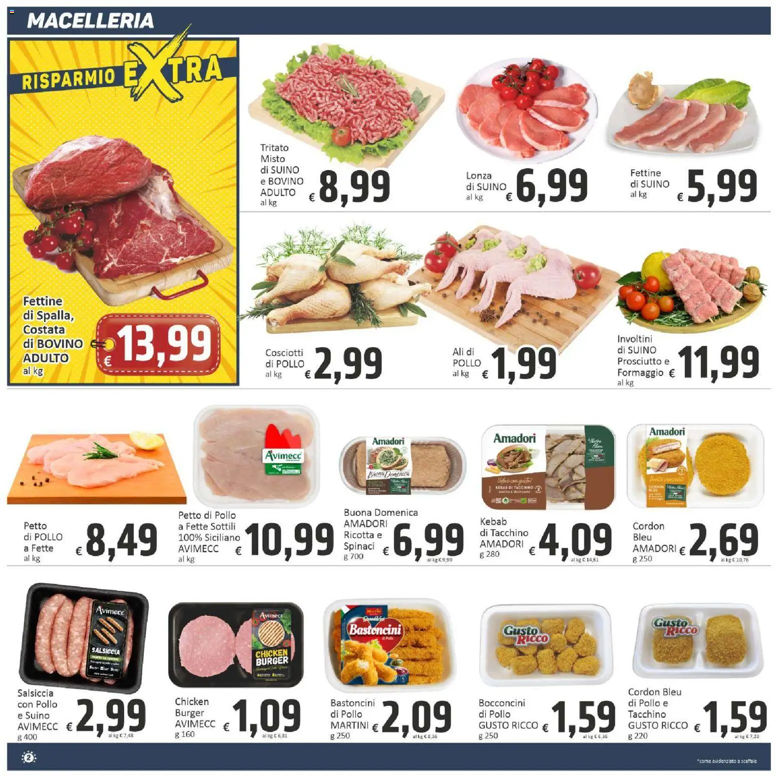 Volantino Paghi Poco del 08.05.2026 | Pagina: 2 | Prodotti: Bovino, Petto di Pollo, Pollo, Salsiccia