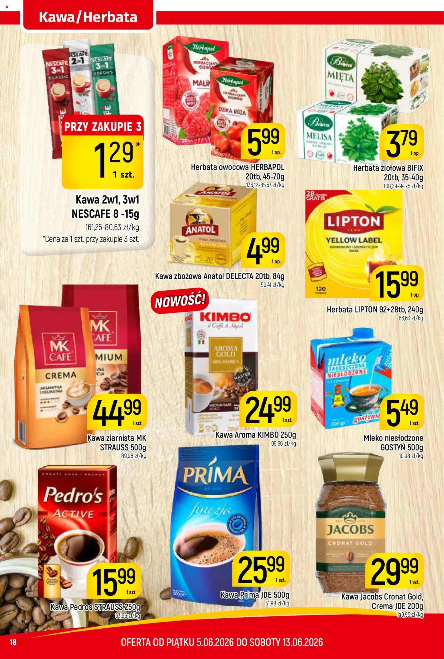 Piotruś Pan gazetka od 05.06.2026 | Strona: 18 | Produkty: Kawa ziarnista, Mleko, Kawa, Melisa