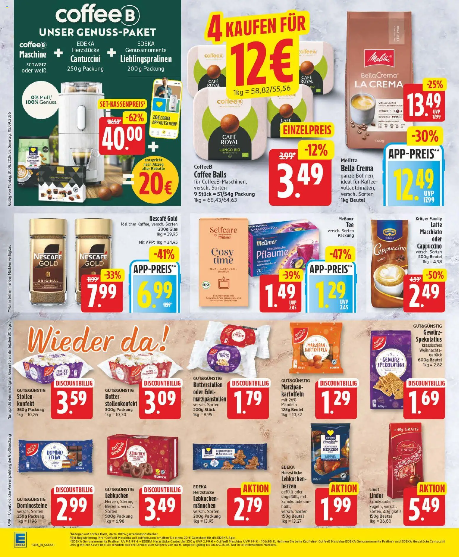 Edeka Prospekt – gültig ab 31.08.2026 | Seite: 16 | Produkte: Melitta, Butter, Mandeln, Lindt