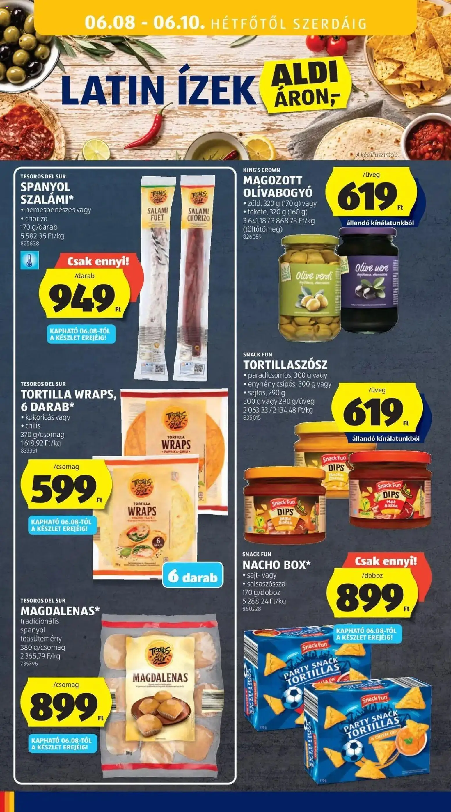 Aldi akciós ujság - amely érvényes a következő dátumtól: 04.06.2026 | Oldal: 44 | Termékek: Tortilla, Teasütemény, Chorizo, Olívabogyó