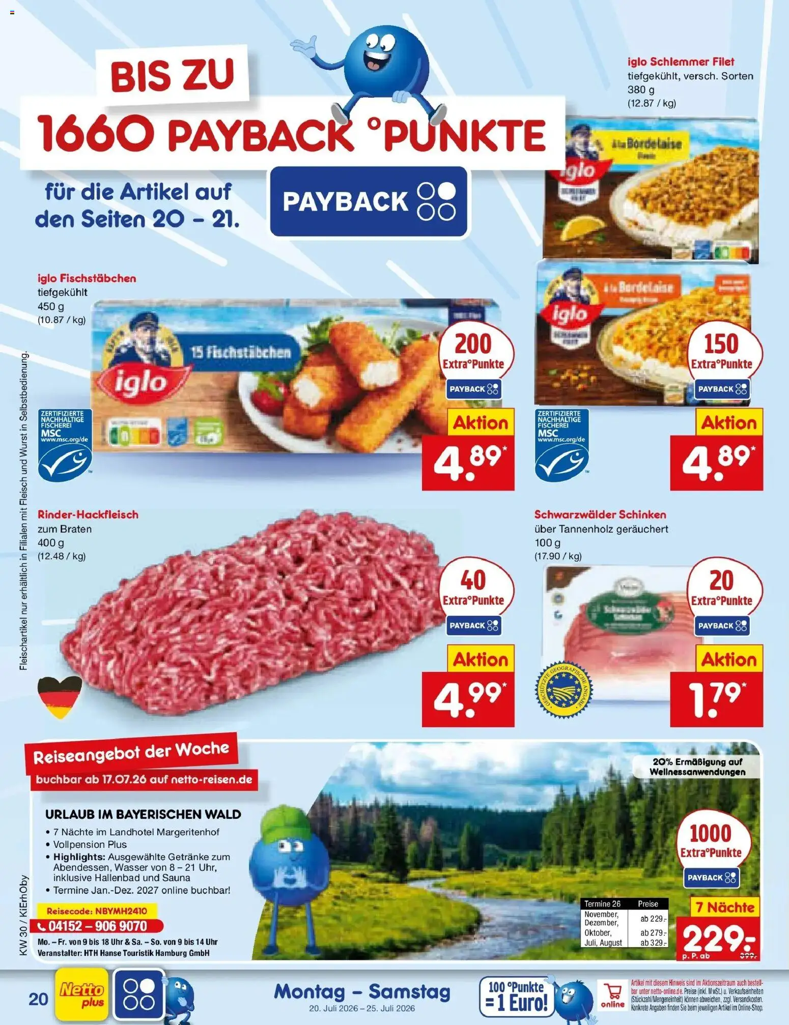 Netto Marken-Discount Prospekt Oberhaid – gültig ab 20.07.2026 | Seite: 36 | Produkte: Fischstabchen, Wurst, Schinken, Uhr