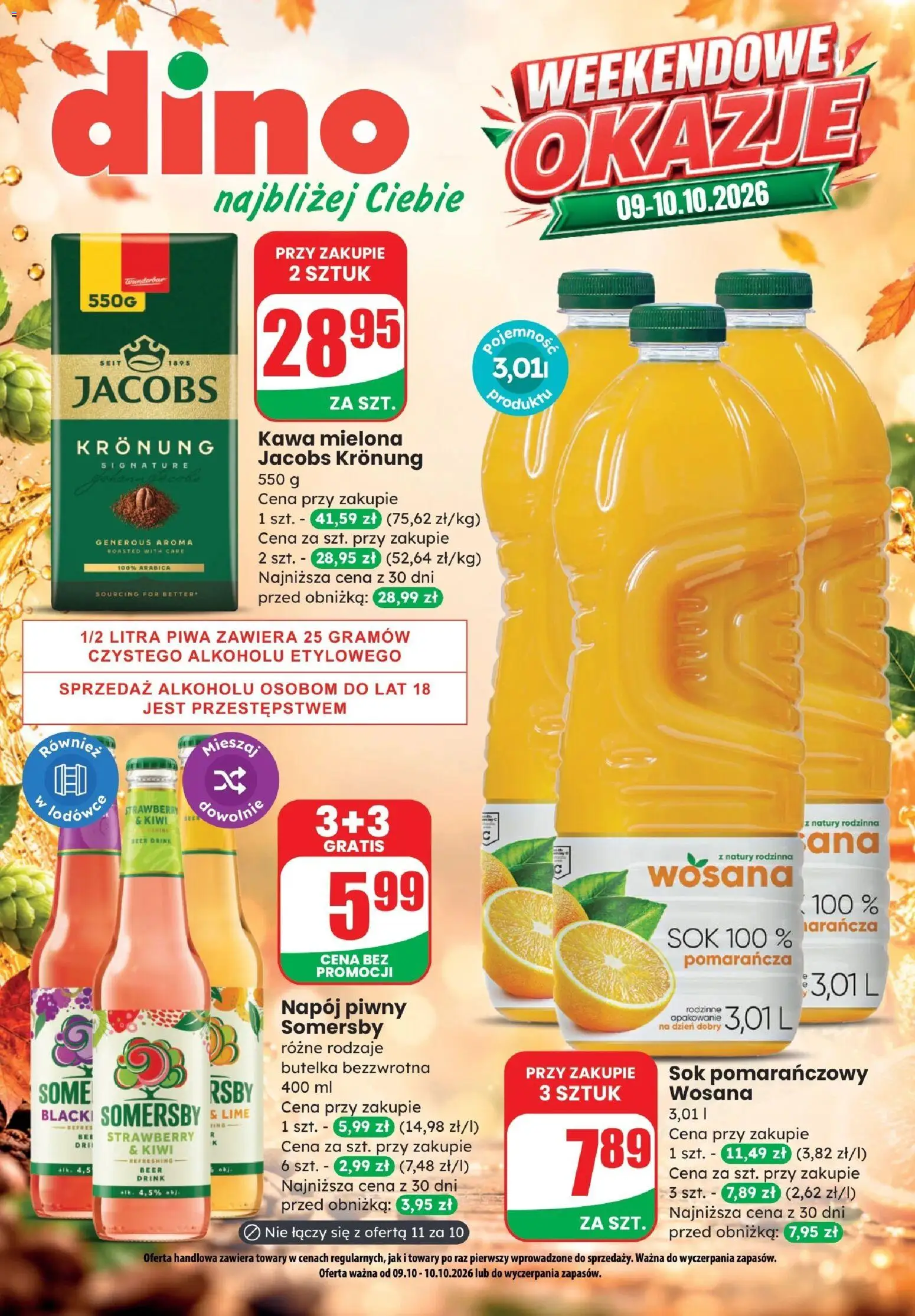 Dino gazetka - Weekendowe Okazje od 09.10.2026 | Strona: 1 | Produkty: Kawa, Sok, Somersby, Kawa mielona