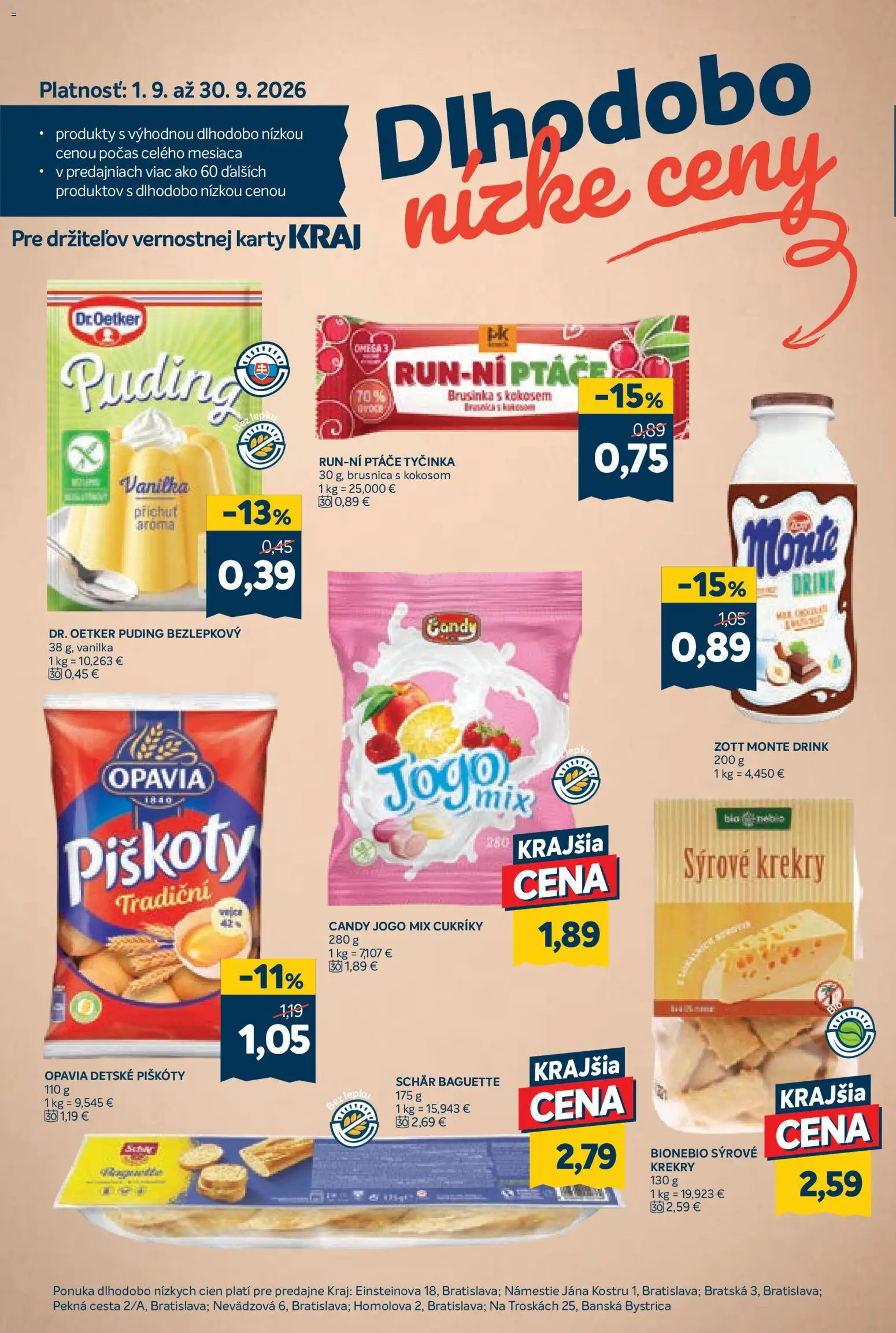 Nové Kraj akcie – leták je platný od 03.09.2026 | Strana: 14 | Produkty: Krekry, Omega 3, Cukríky, Vanilka