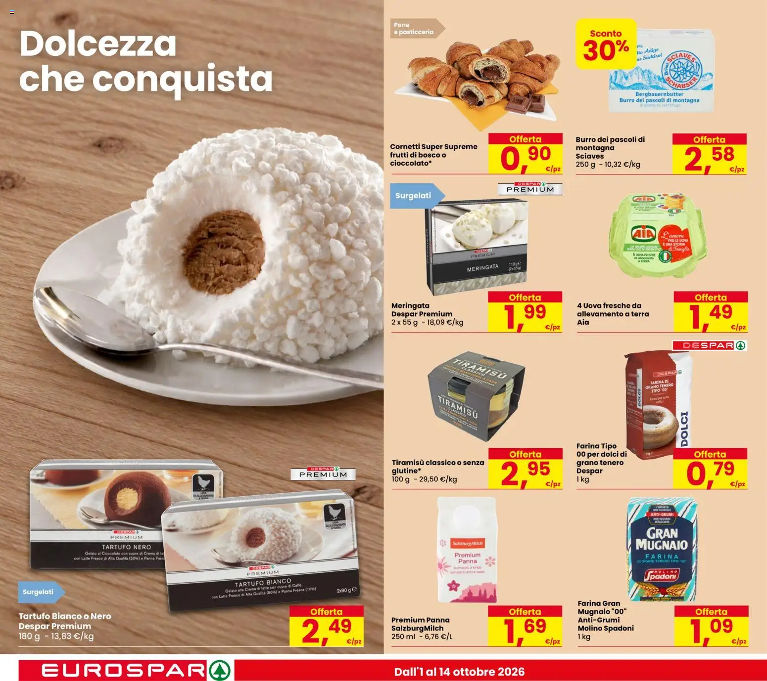 Volantino Eurospar del 01/10/2026 | Pagina: 18 | Prodotti: Tartufo, Pane, Centrifuga, Tiramisù