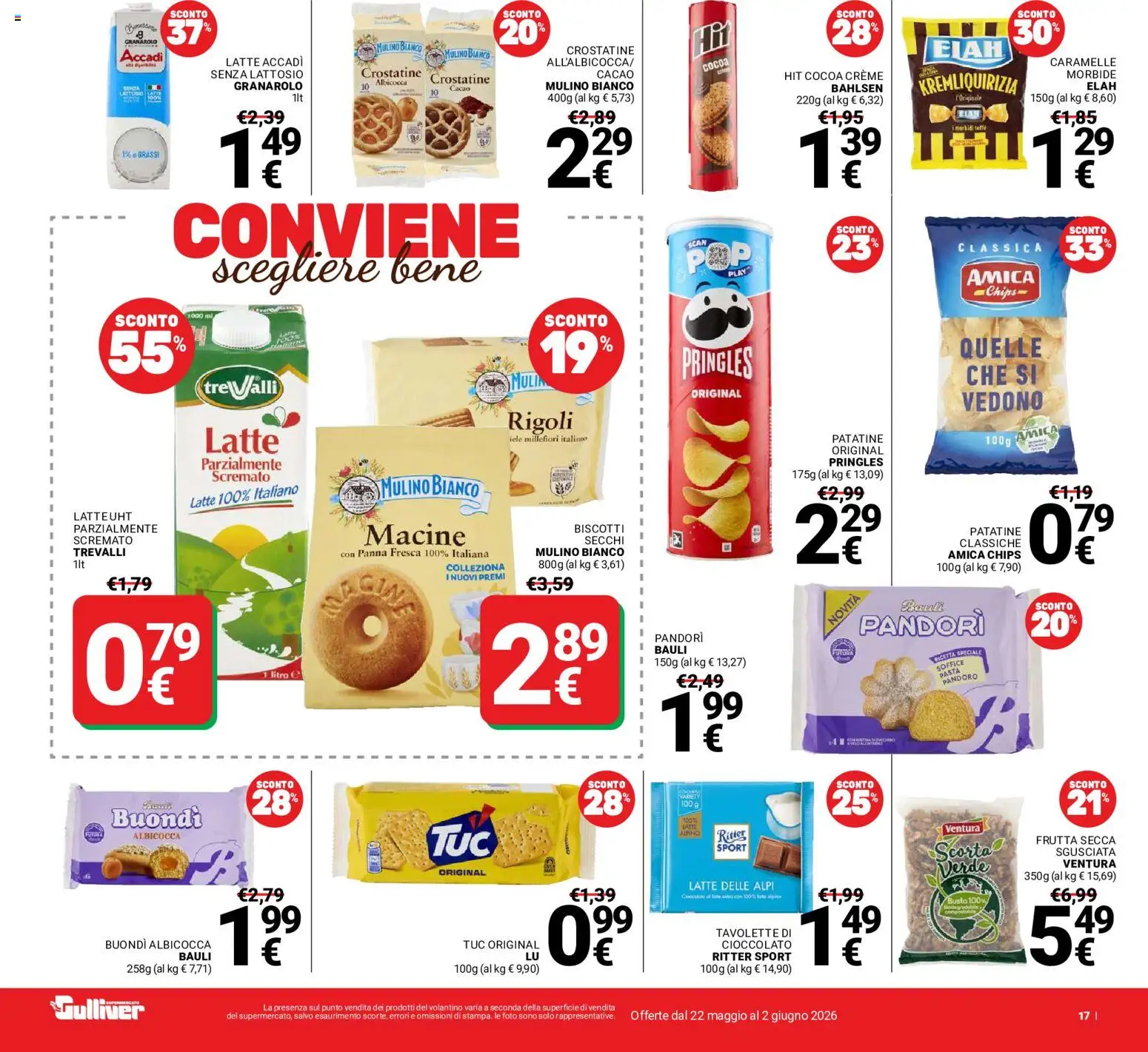 Volantino Gulliver del 22.05.2026 | Pagina: 17 | Prodotti: Caramelle, Biscotti, Frutta, Cacao