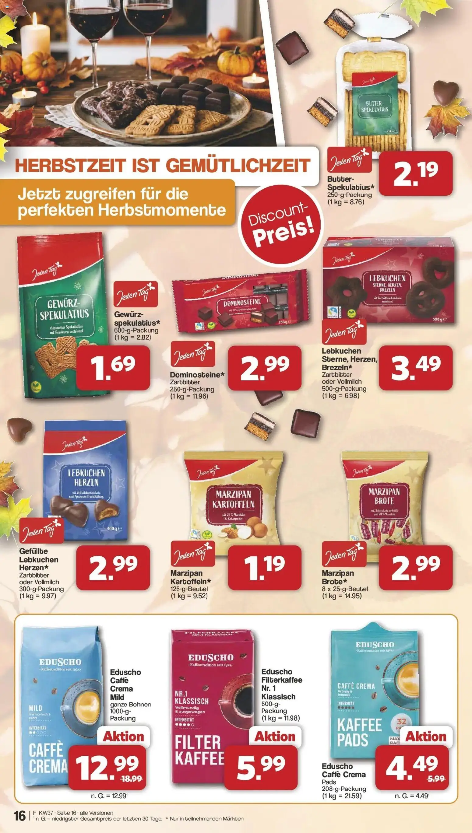 Famila Nordwest  Aktueller Prospekt – gültig ab 07.09.2026 | Seite: 16 | Produkte: Butter, Kaffee, Kartoffeln, Eduscho