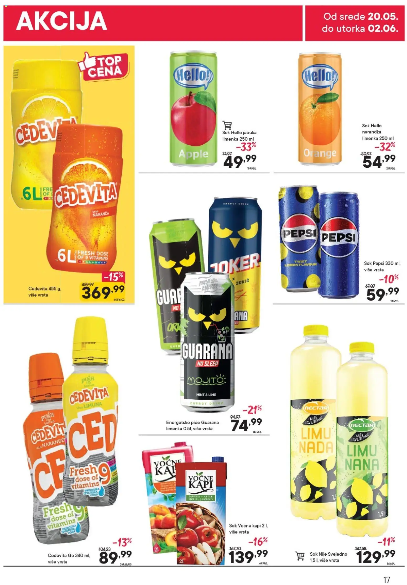PerSu katalog - važi od 20.05.2026 | Strana: 17 | Proizvode: Cedevita, Voda, Guarana, Sok