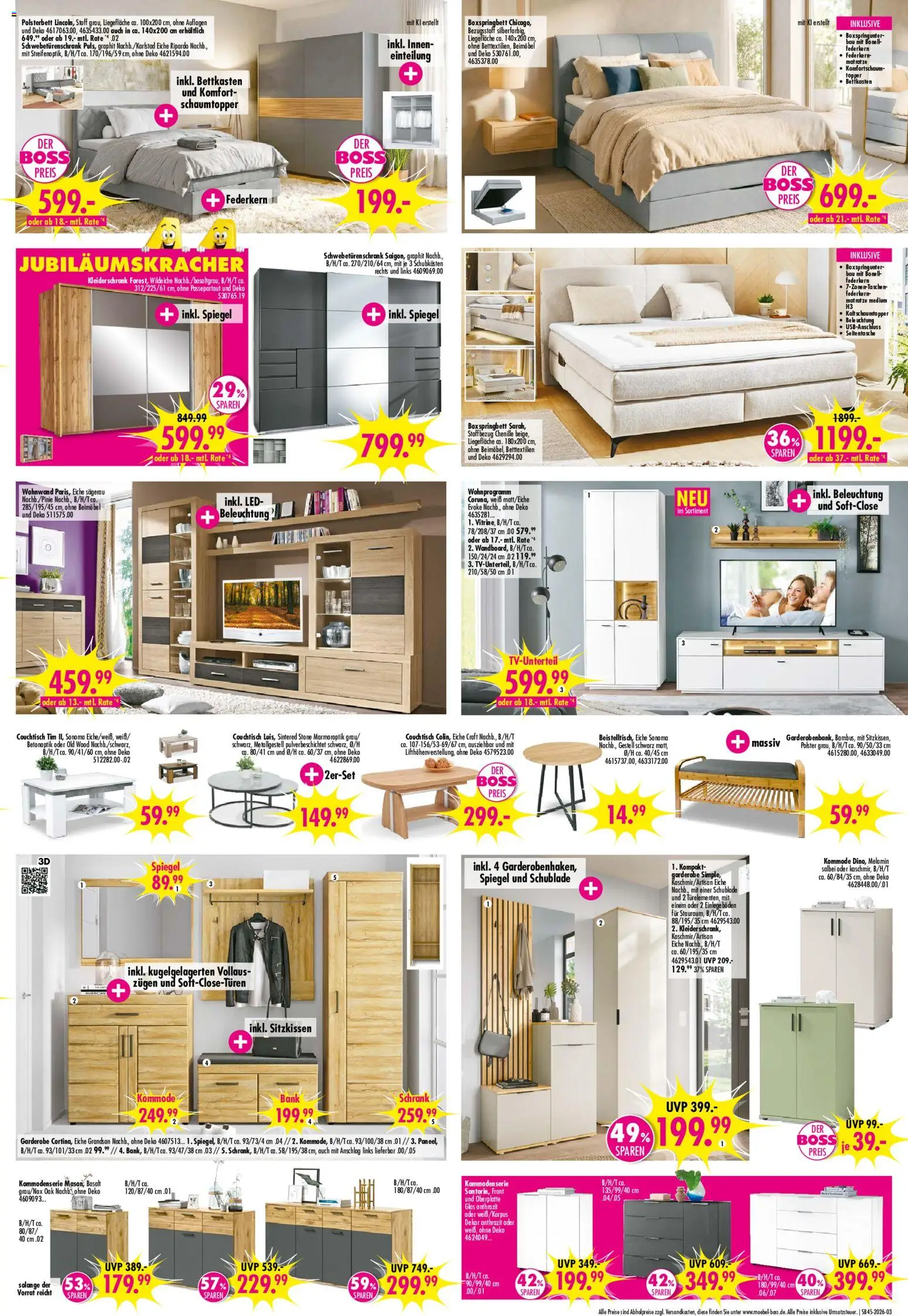 SB Möbel Boss Prospekt – gültig ab 31.10.2026 | Seite: 3 | Produkte: Schwebetürenschrank, Topper, Schrank, Spiegel