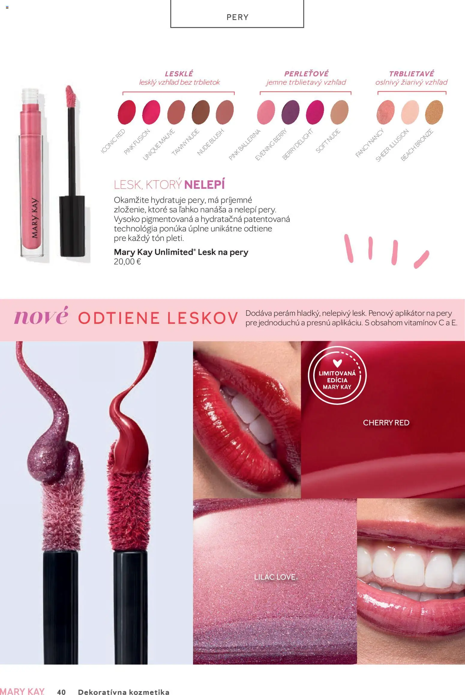 Nové Mary Kay akcie – leták je platný od 01.04.2026 | Strana: 40 | Produkty: Lesk na pery