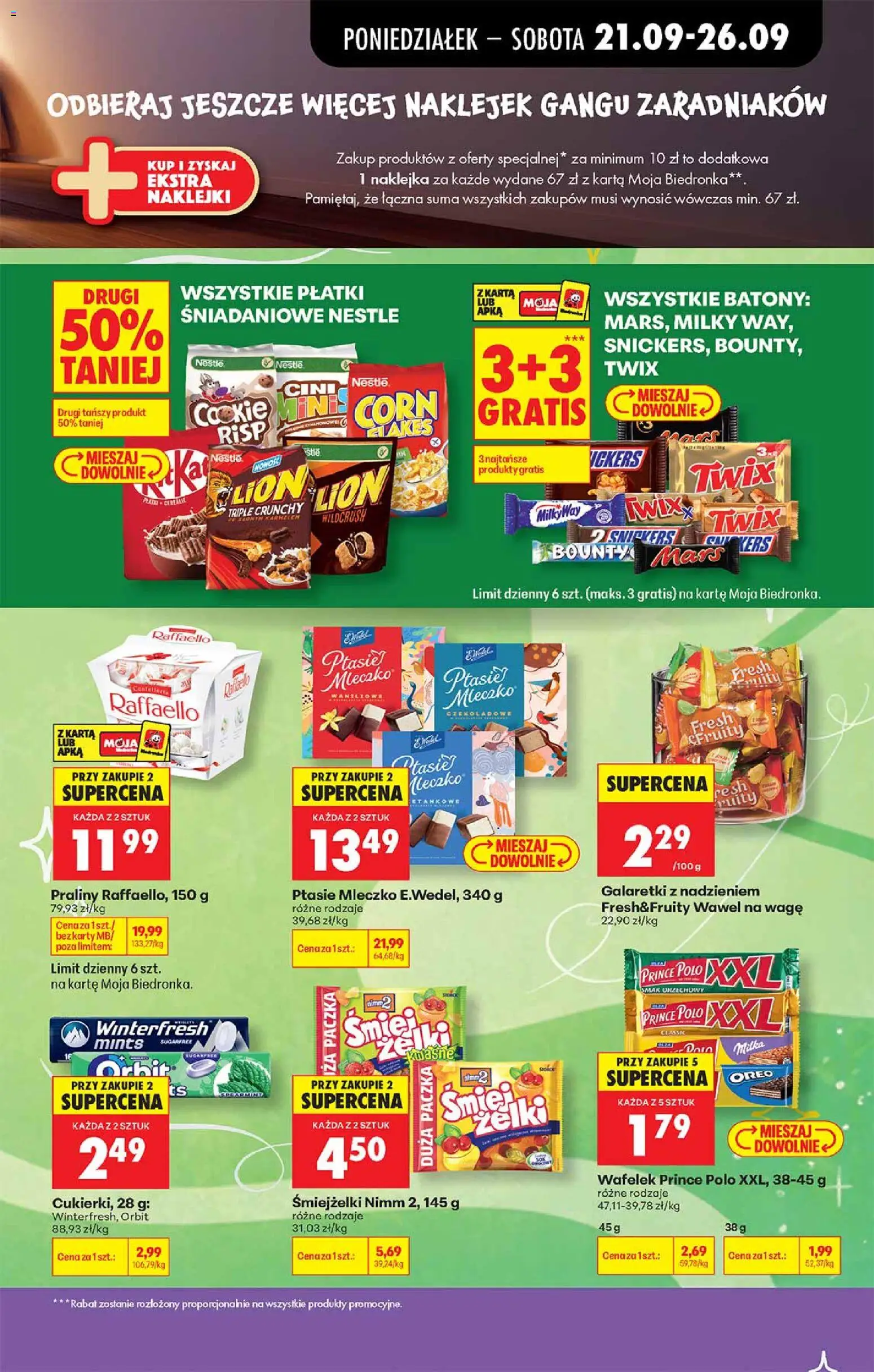 Biedronka gazetka - Gang zaradniaków od 21.09.2026 | Strona: 5 | Produkty: Raffaello, Praliny, Wafelek, Prince polo