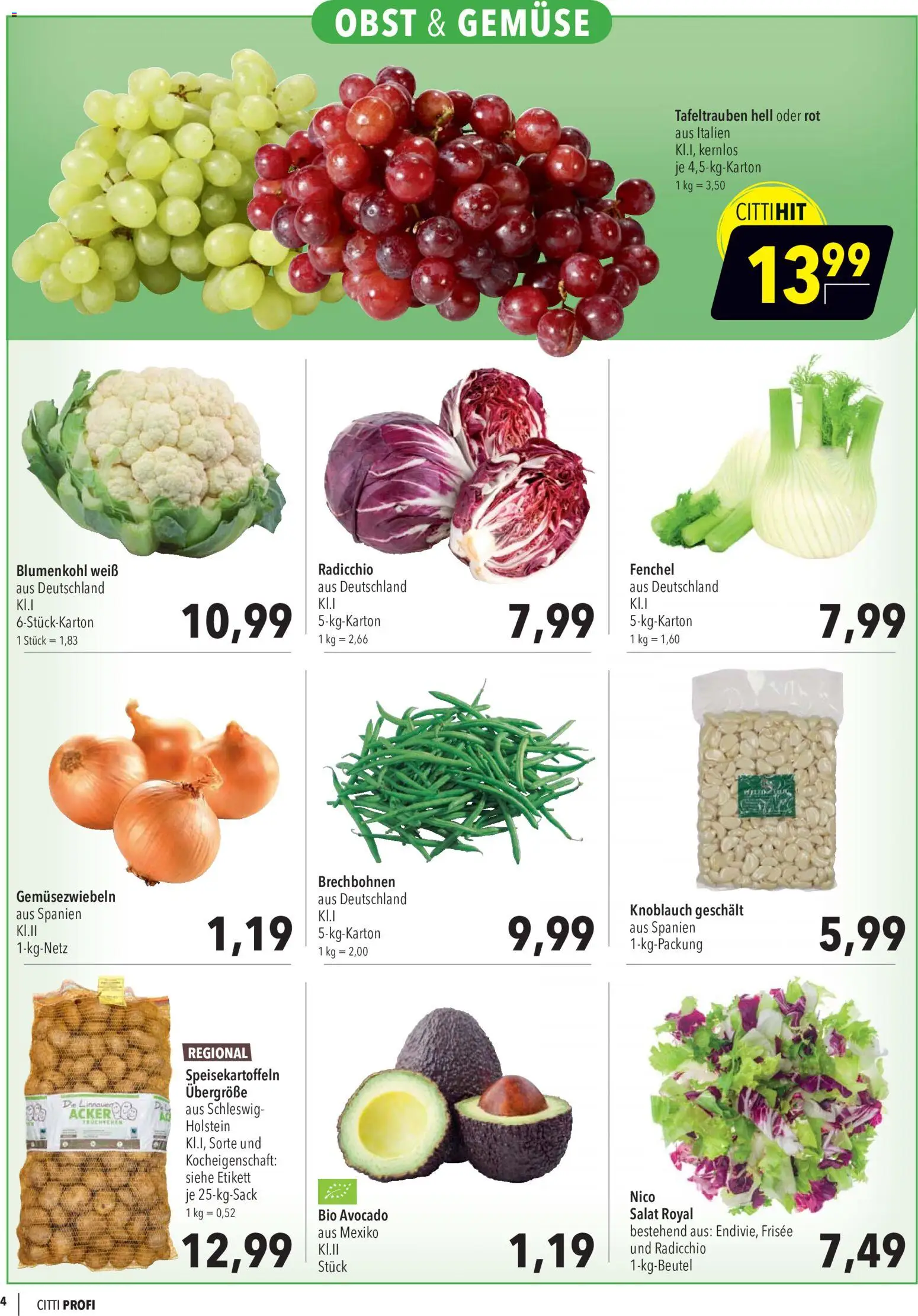 CITTI Markt Aktuelle Angebote für Profis – gültig ab 09.09.2026 | Seite: 4 | Produkte: Avocado, Gemüse, Obst, Knoblauch