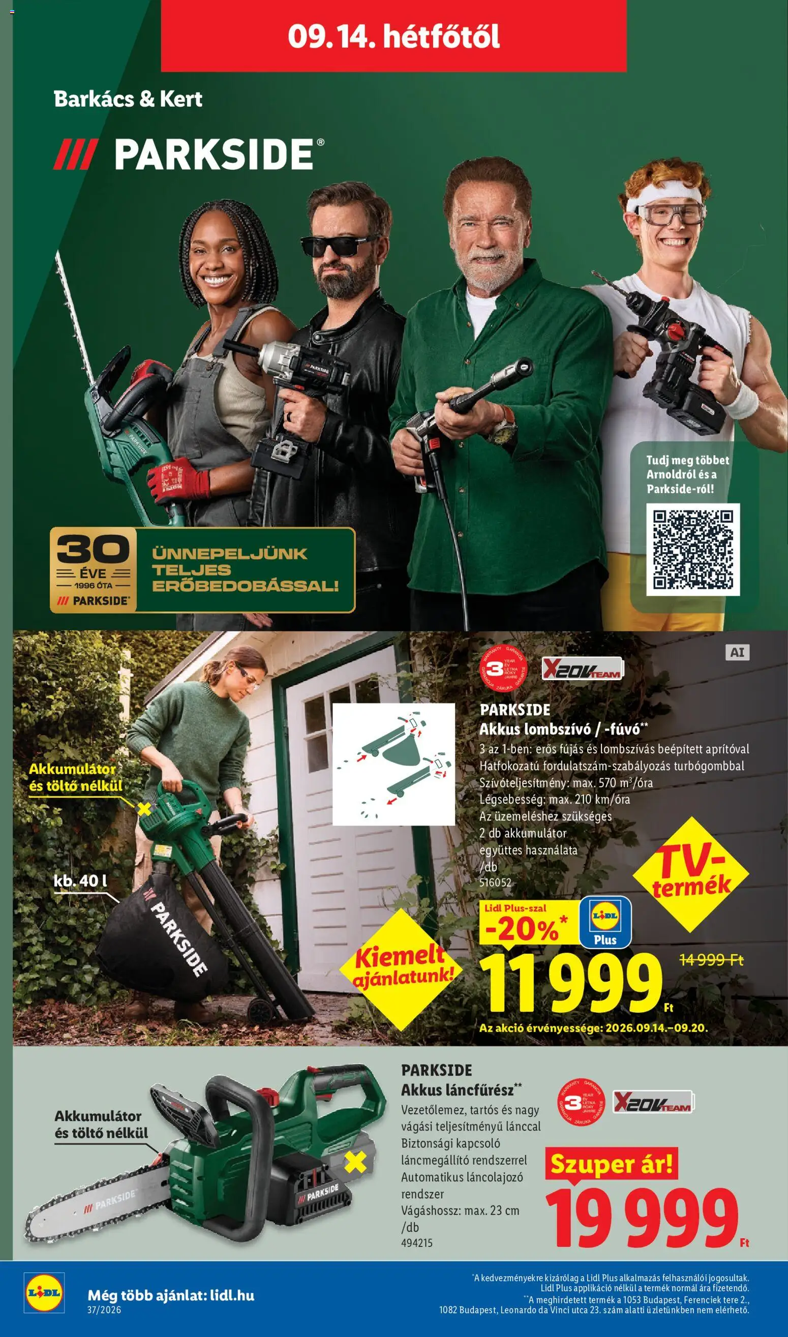 Lidl akciós ujság - amely érvényes a következő dátumtól: 2026.09.10. | Oldal: 18 | Termékek: Parkside, Akkumulátor, Töltő, Lombszívó