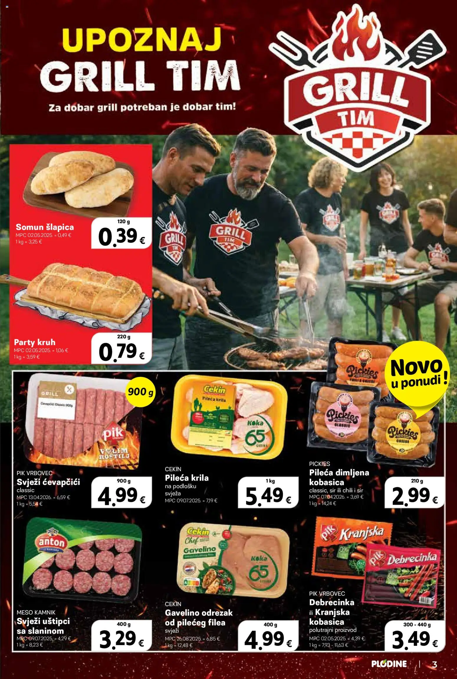 Plodine katalog | vrijedi od 15.04.2026 | Stranica: 3 | Proizvodi: Somun, Sir, Kobasica, Pik Vrbovec