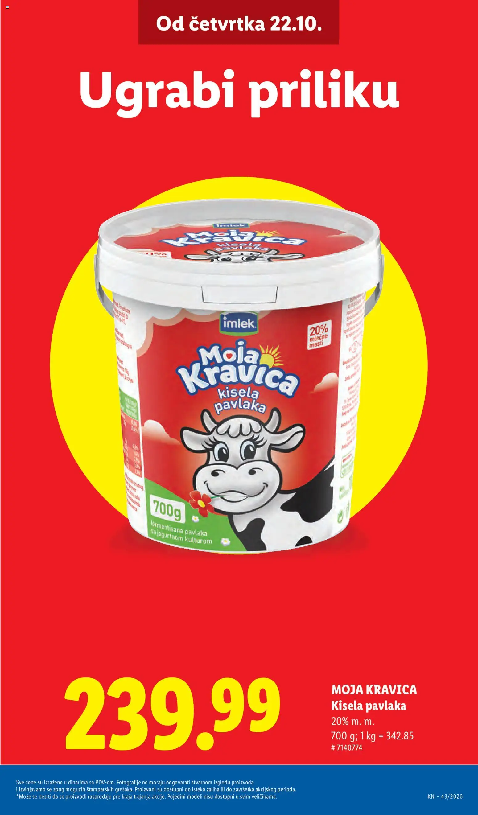 Lidl katalog - važi od 22.10.2026 | Strana: 5 | Proizvode: Kisela pavlaka, Moja kravica, Pavlaka