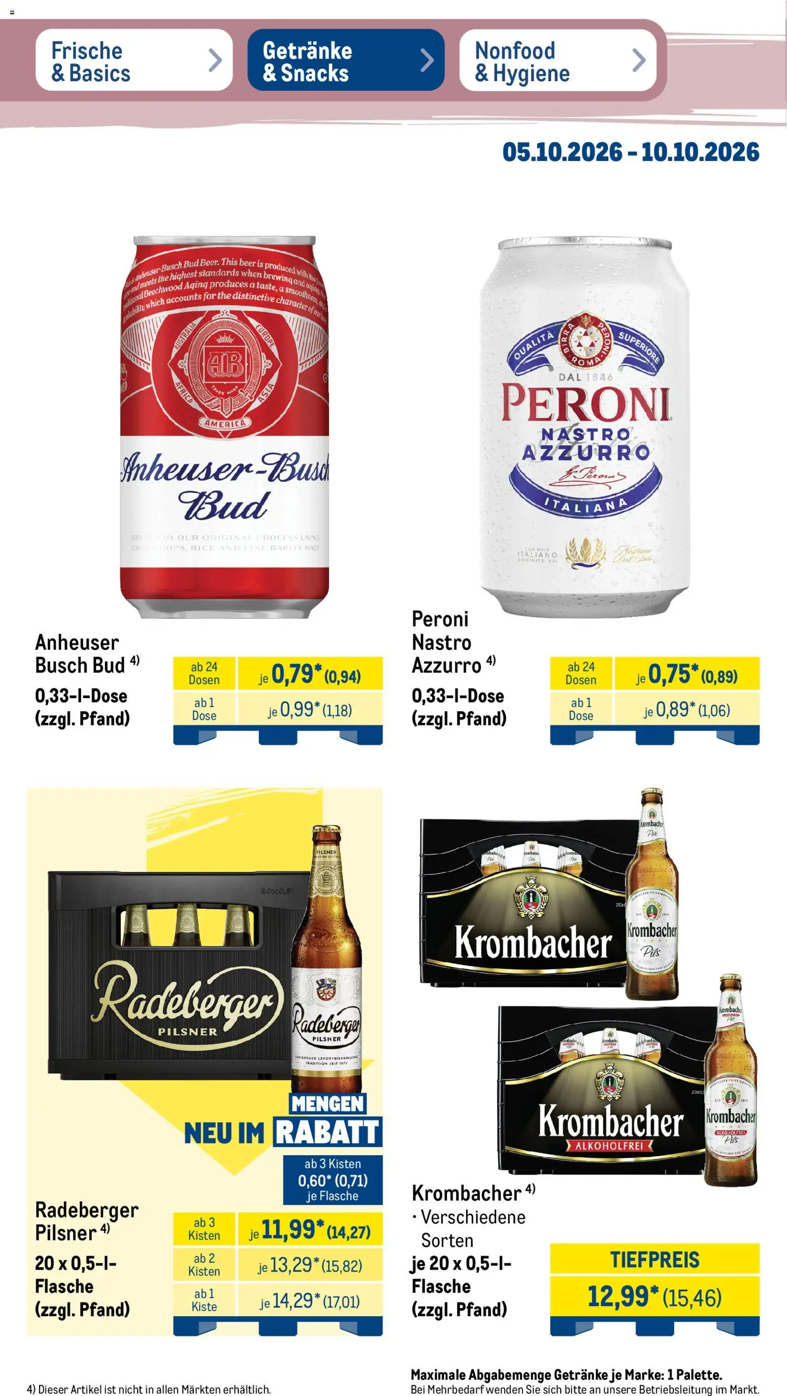 Metro Prospekt – gültig ab 05.10.2026 | Seite: 28 | Produkte: Mais, Krombacher