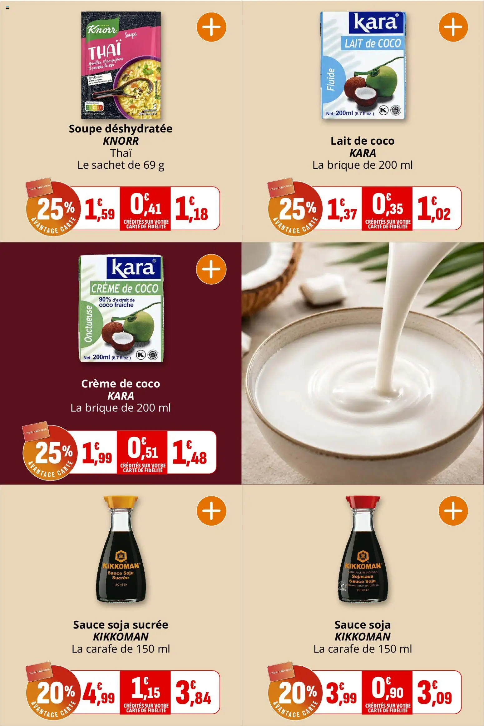{H1} | Page: 6 | Produits: Soupe, Crème de coco, Coco, Sauce soja sucrée