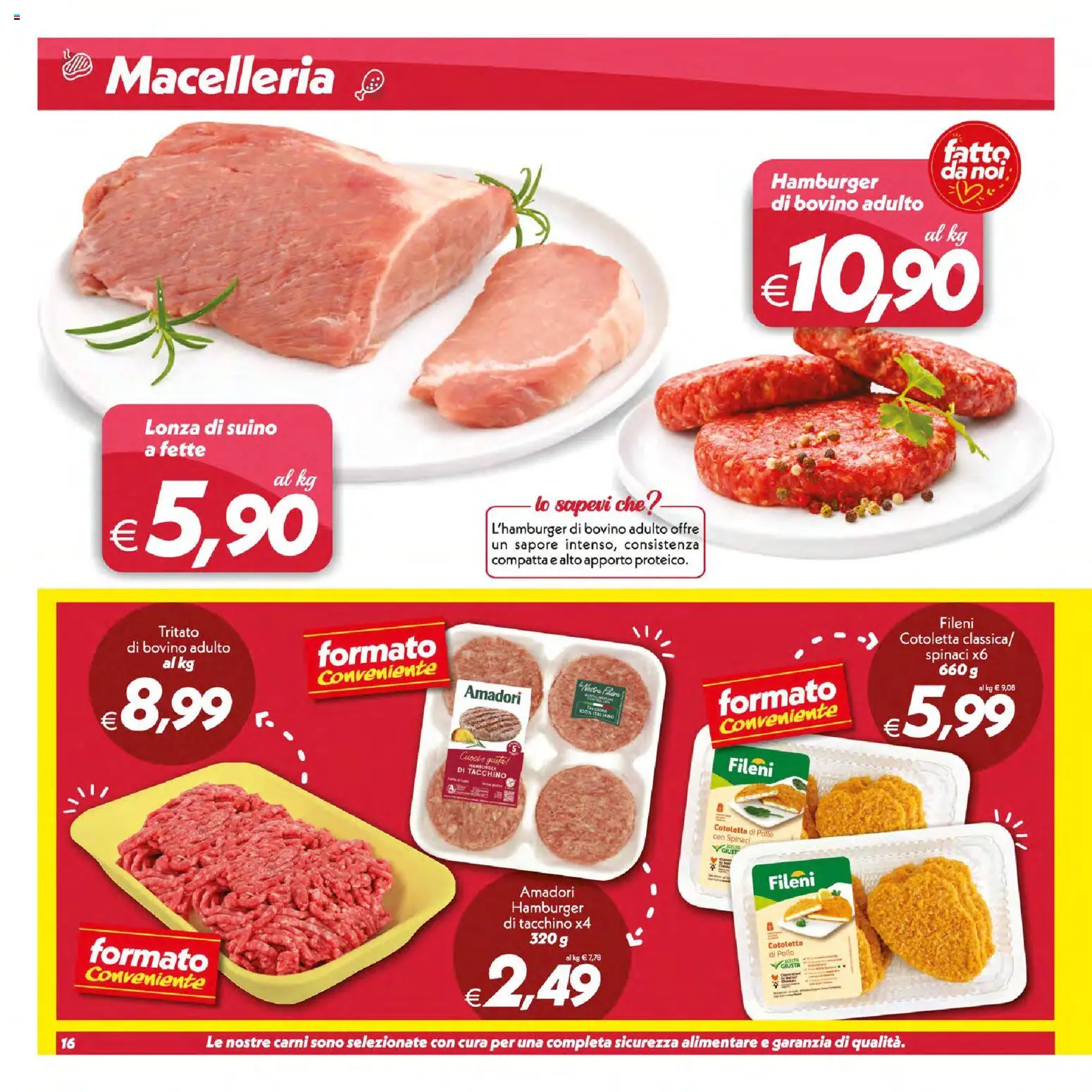 Volantino SuperConveniente del 16/07/2026 | Pagina: 16 | Prodotti: Pollo, Tacchino, Spinaci, Hamburger